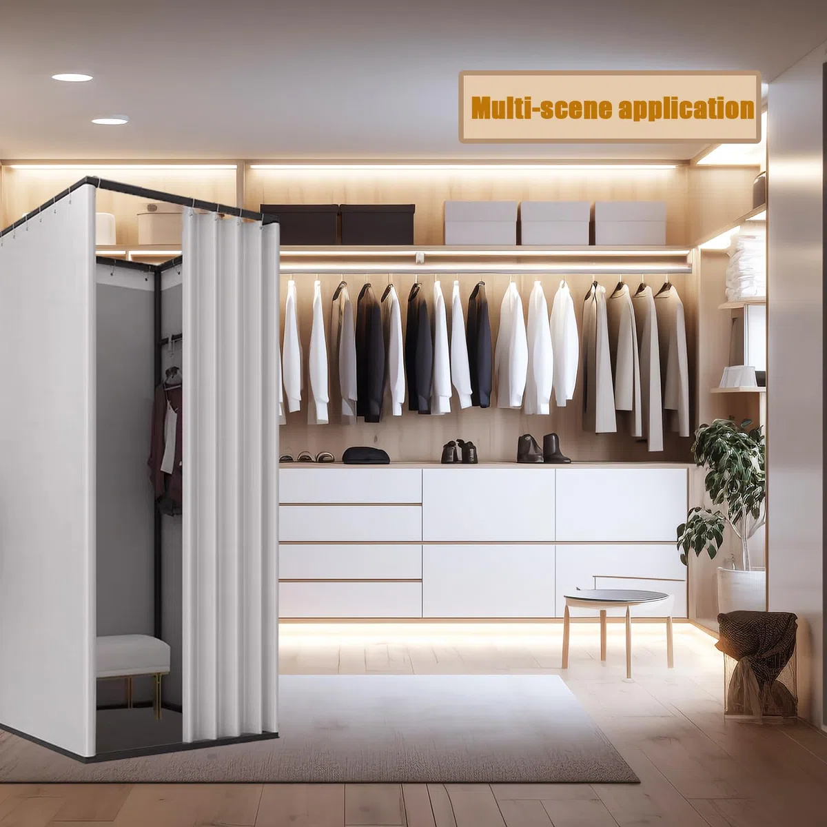 TEENKON Umkleidekabine Freistehend, Bodenstehende Tragbarer Umkleideraum für Büro Einkaufszentrum Bekleidungsgeschäft Fotostudios Boutiquen, Einfach Beweglicher Anproberaum (Grau, 120x120x200 cm)