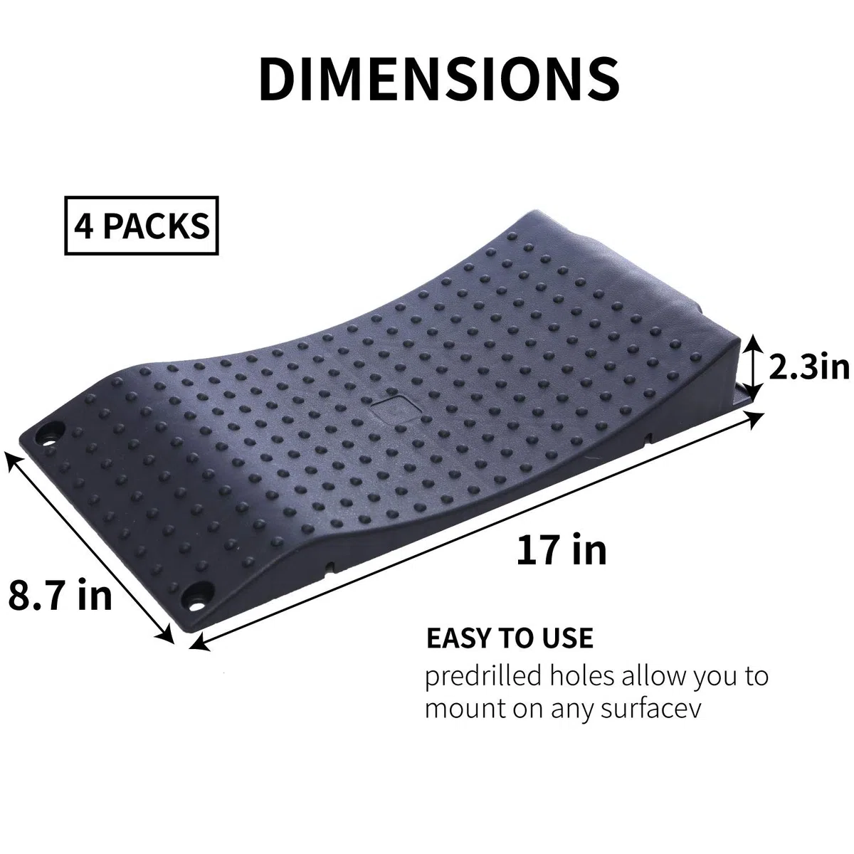 Homeon Wheels Tire Saver Ramps Anti-Slip Pads Design| Car Tire Wheel Ramps for Flat Spot and Flat Tire Prevention| Tire Savers for Storage| Carrying Bag| Easy to Store 4 Pack (WH-300) Black