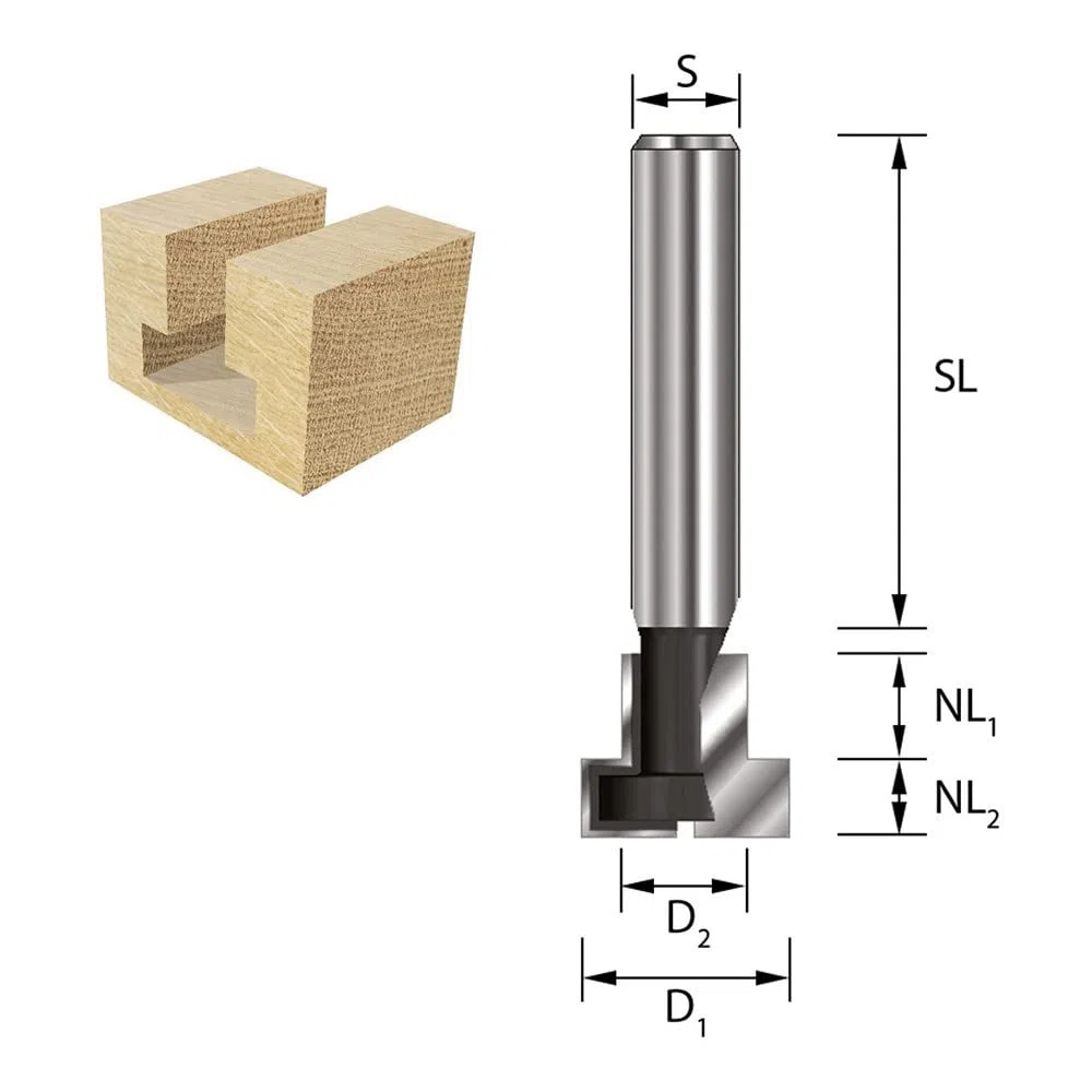 ENT 09047 2-tlg. HW T-Nutfräser-Set optimiert für M10 M12 Sechskantschrauben, HW, Schaft (S) 8 mm