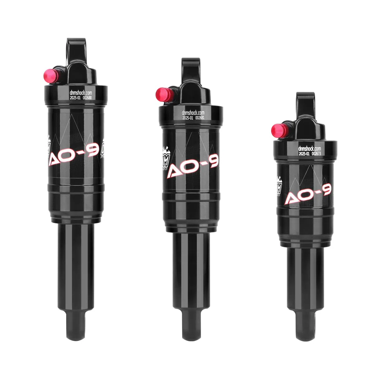 DNM AO-9 Luftfederungs-Stoßdämpfer, 65/56/41 mm Reise, 150–275 PSI verstellbar, leichte Aluminiumlegierung, MTB-Federung für 210/190/165 mm, wasserdicht und staubdicht (AO9-190 x 56 mm)