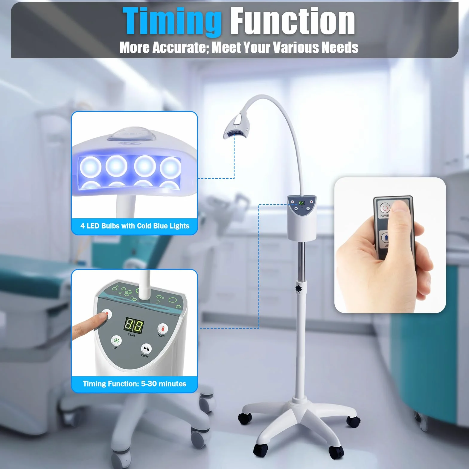 Dental Zahnaufhellung Licht LED Dental Zahnaufhellung Zahnweiß Lampe Zähne aufweißen Accelerator mit Touchscreen Winkel Digital Indicator Gerät Mobile Zähne Accelera Stand