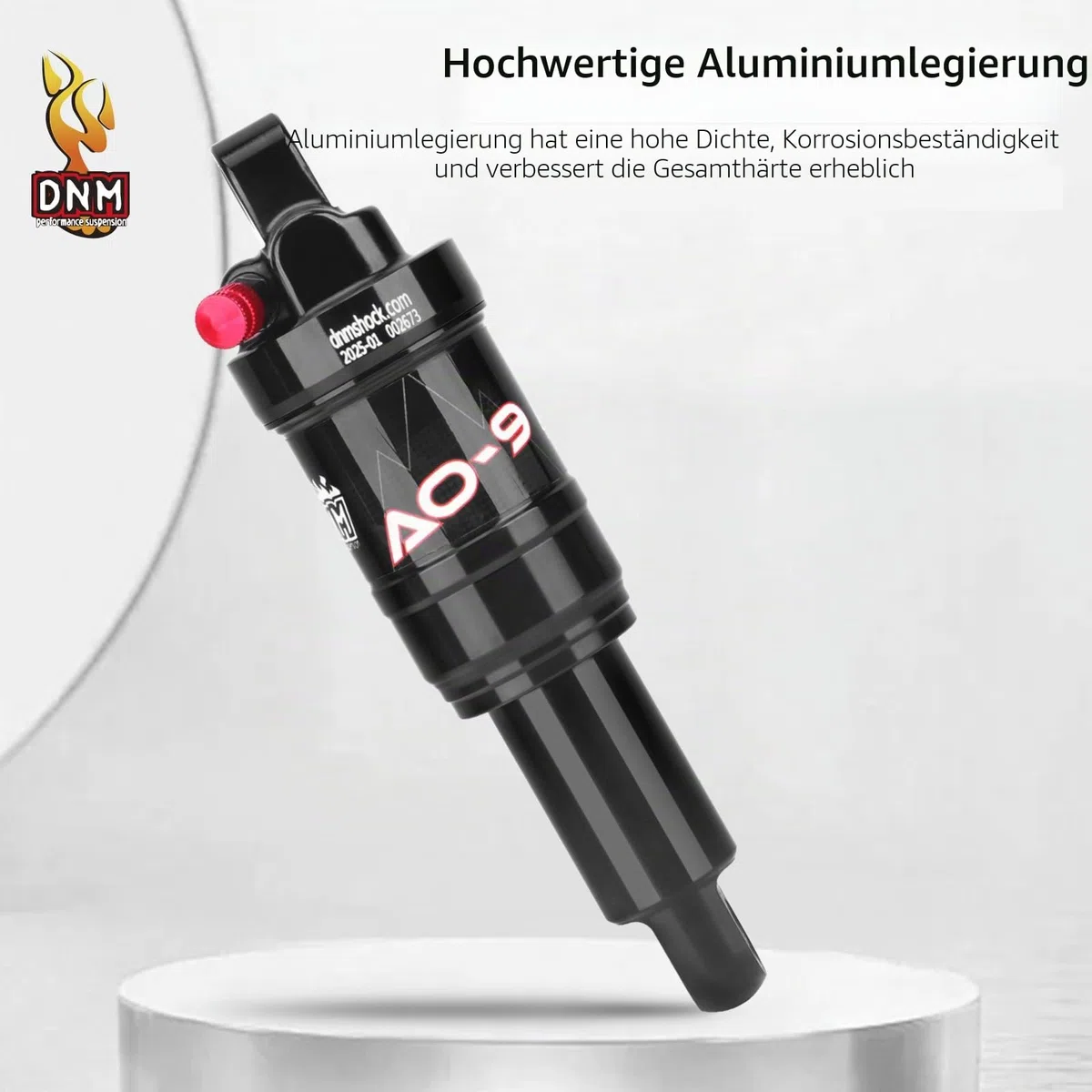 DNM AO-9 Luftfederungs-Stoßdämpfer, 65/56/41 mm Reise, 150–275 PSI verstellbar, leichte Aluminiumlegierung, MTB-Federung für 210/190/165 mm, wasserdicht und staubdicht (AO9-190 x 56 mm)