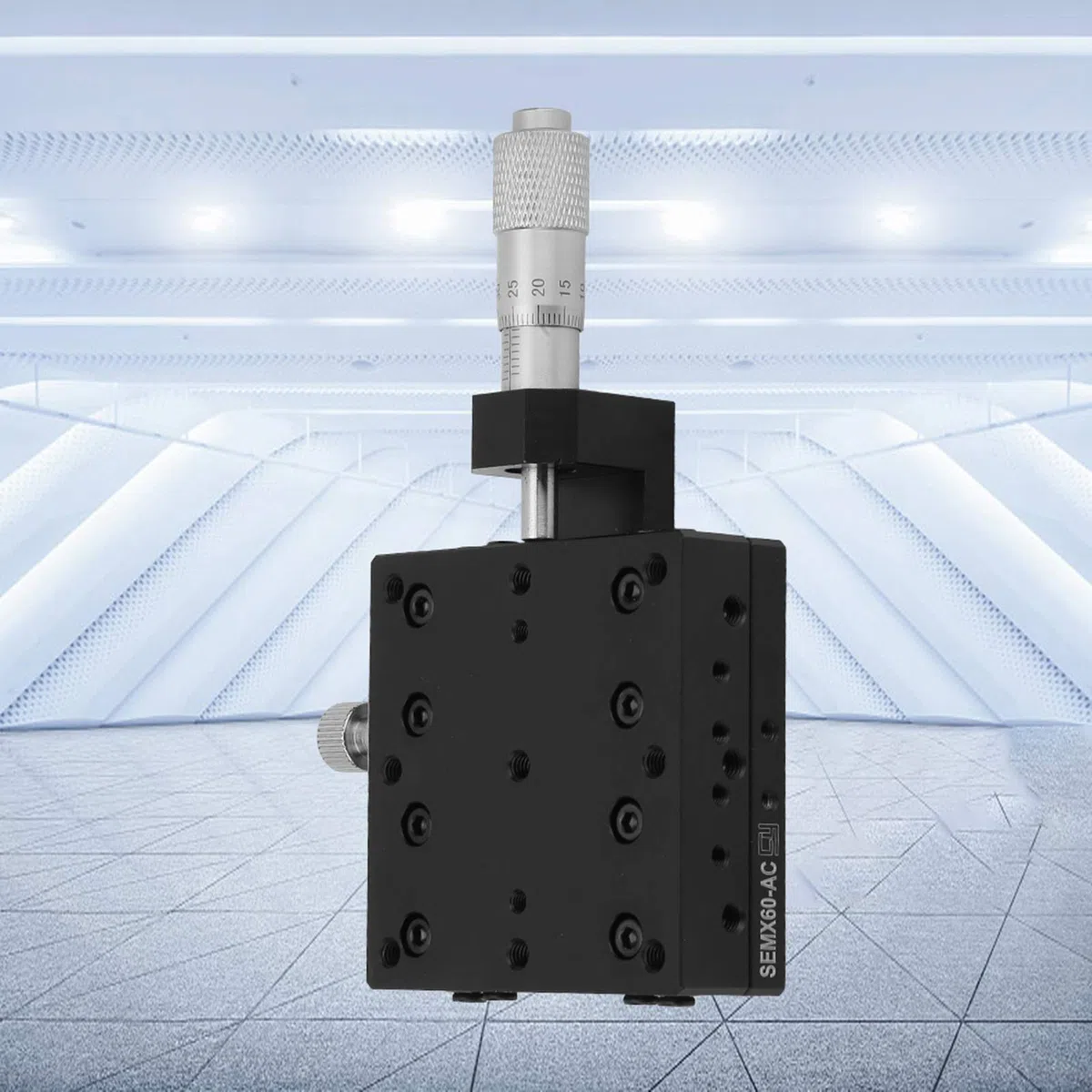 SEMX60-AC Präzisions-Lineartisch, 60x60mm Mikrometerschiebetisch aus Aluminiumlegierung, Schwarz Eloxiert, Kreuzrollen-Führung, für Präzisionspositionierung und Testgeräte