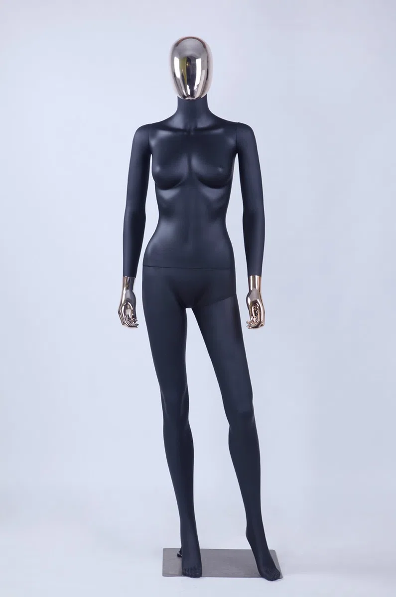 schöne abstrakte DF7*8D Frau schwarz Matt lackierte Schaufensterpuppe Galvanik Kopf und Hände Neu Männliche Weiblich (DF7++8D Frau)