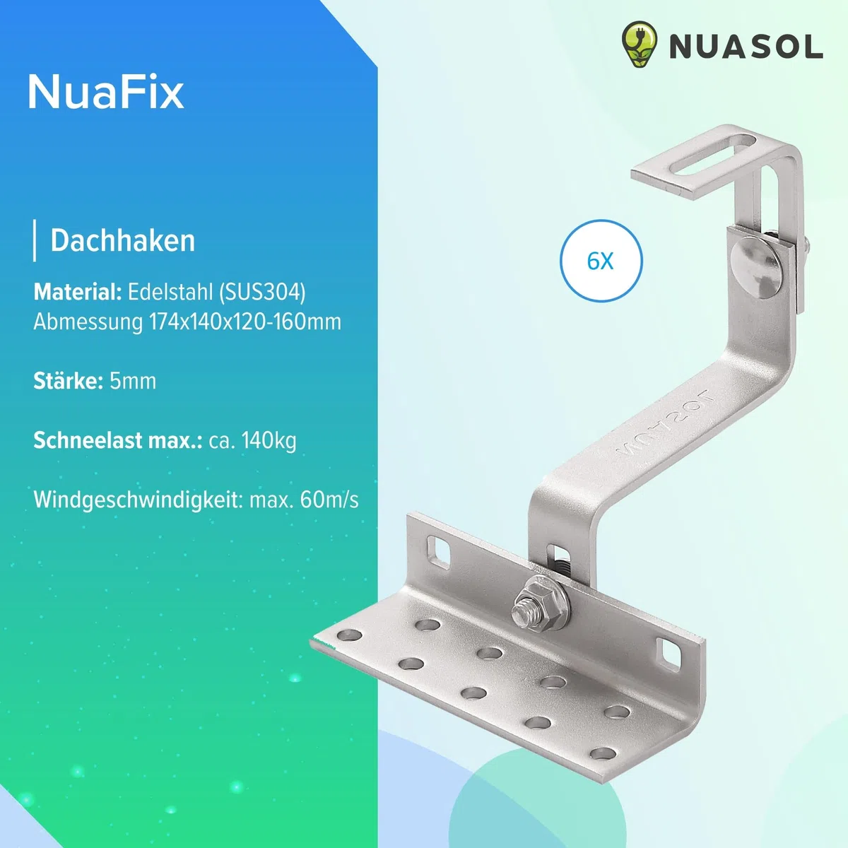 PV Halterung Ziegeldach Set 2 Module – Solarmodul & Solarpanel Halterung | Balkonkraftwerk Dachmontage | Dachhaken inkl. Aluprofil, Schienen, 35mm Endklammern | bis 115/230 cm Breite | Silber