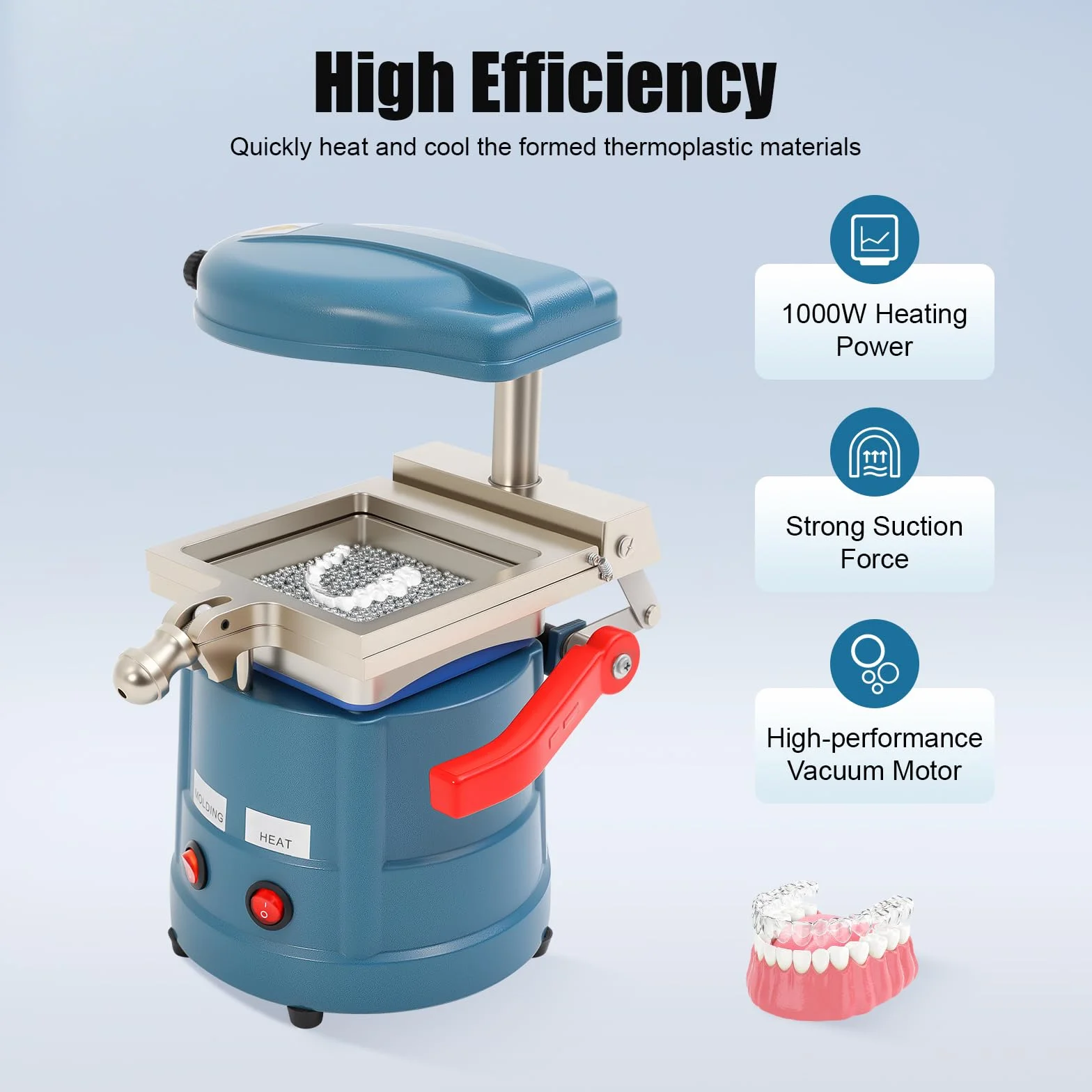 1000W Dental Vacuum Forming Machine mit Stahlkugeln Thermoforming Aluminiumlegierung