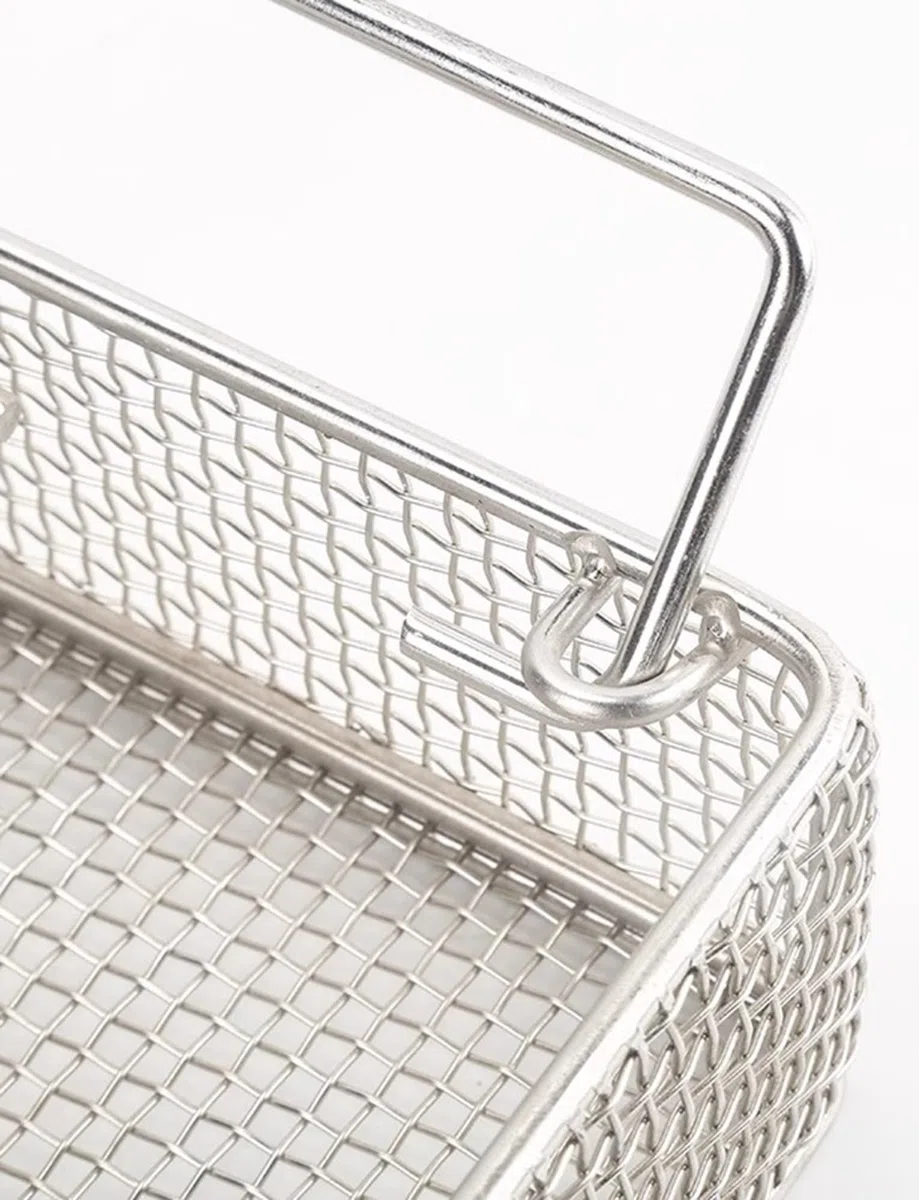 Generisch Sterilisationskorb, perforierte Netzkörbe, Sterilisationstablett, universeller Reinigungskorb mit Griff, 0,16-Zoll-Netz for chirurgische Zwecke(35x20x7cm)