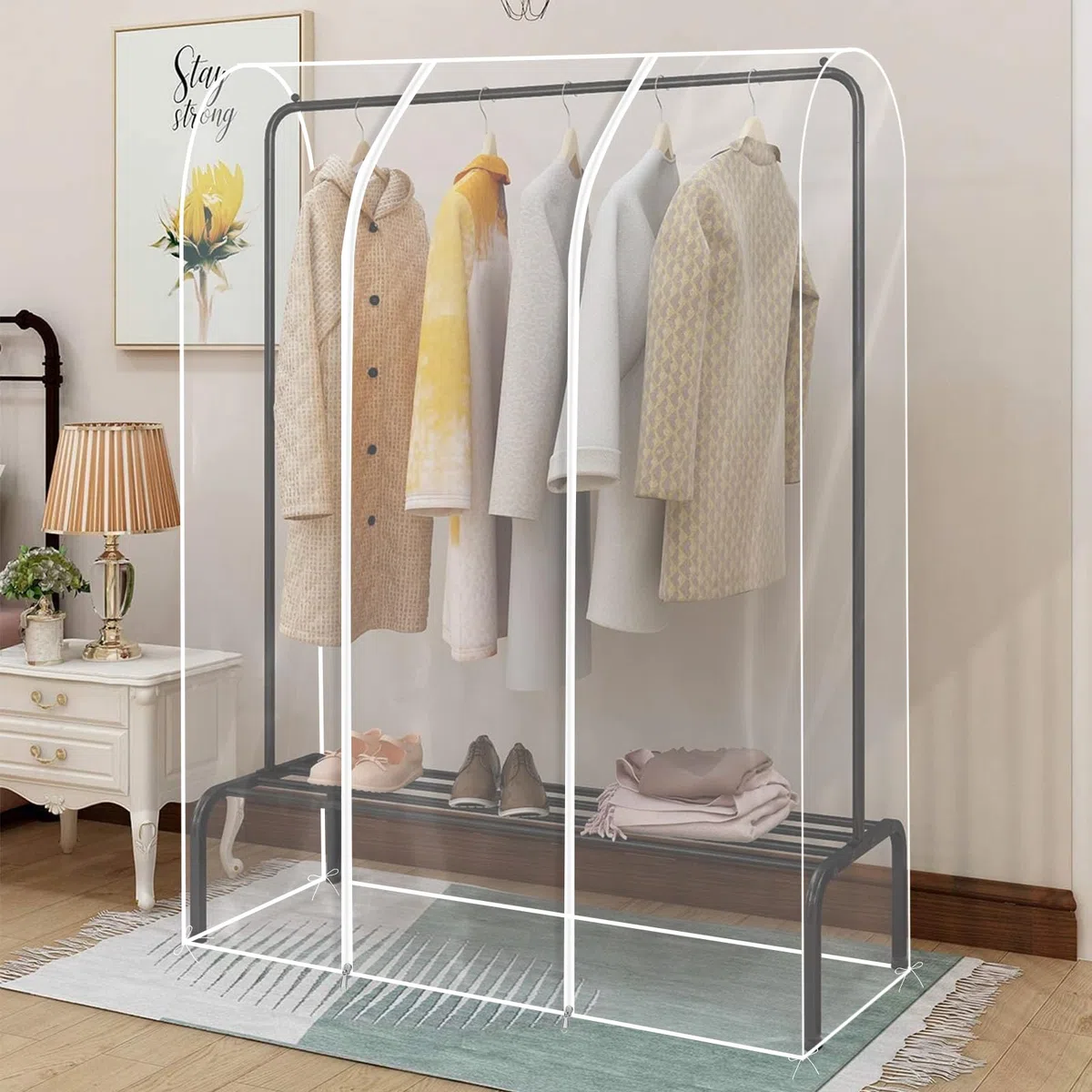Kleiderständer Abdeckung 120x50x150cm Transparent Schutzhülle für Kleiderständer Wasserdicht Staubdicht Feuchtigkeitsfest Kleidersäcke Transparent mit Reißverschluss (120x50x150cm)