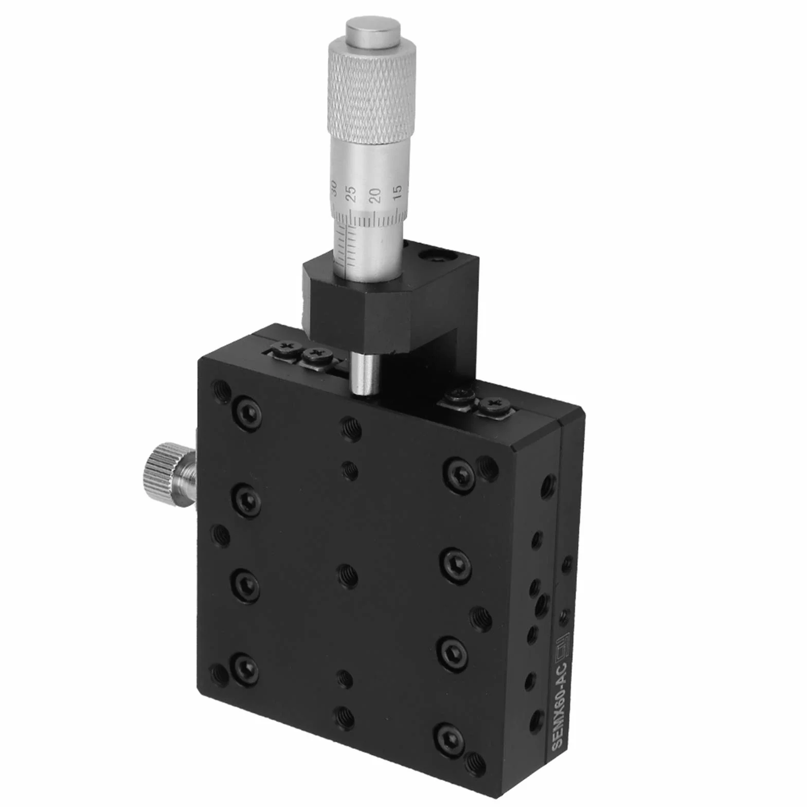 SEMX60-AC Präzisions-Lineartisch, 60x60mm Mikrometerschiebetisch aus Aluminiumlegierung, Schwarz Eloxiert, Kreuzrollen-Führung, für Präzisionspositionierung und Testgeräte