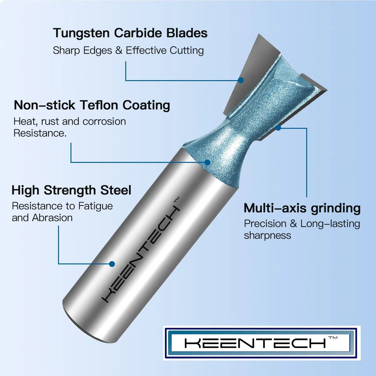 KEENTECH Schwalbenschwanz-Fräser-Bits 14-Grad-Winkel mit 1.27 cm Schaft, Schwalbenschwanz-Bits in Industriequalität zur Herstellung von Schubladengelenken, Schränken und Boxen (KT000) 30312 38 DE