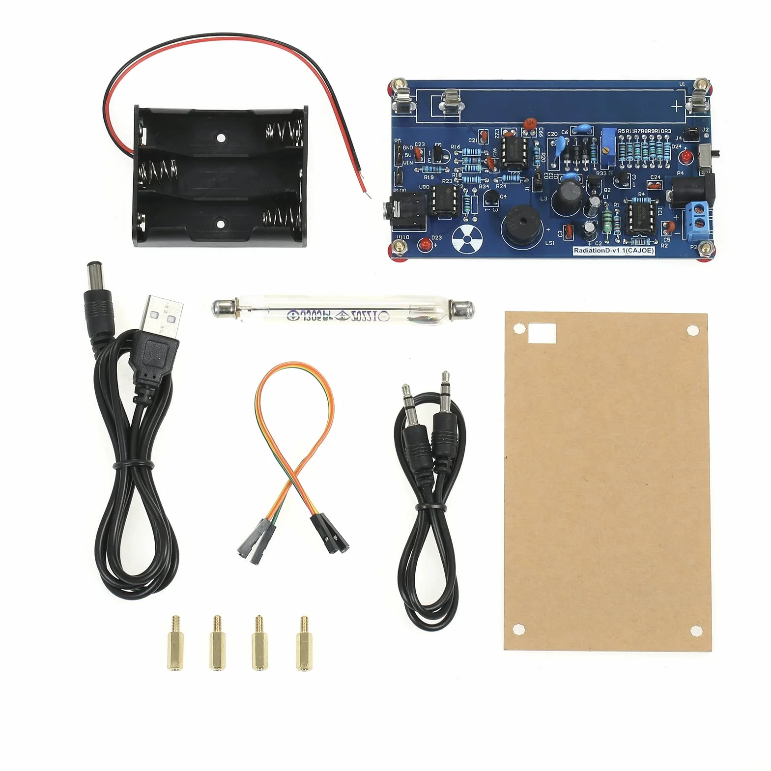 Shkalacar DIY Miller Tube Zusammengebautes Strahlungsdetektorsystem, Tube Nuclear Radiation Detector Geiger Counter Kit Module Experimental Module