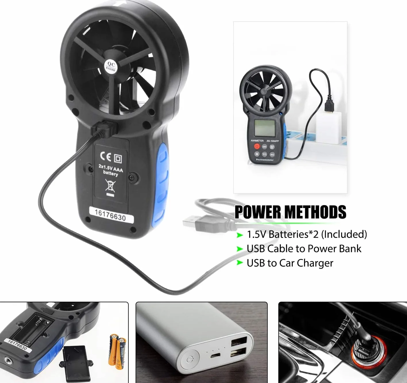AIOMEST Bluetooth Anemometer Windmessgerät mit App, Portable Luftgeschwindigkeit Messgerät AI-100APP mit Data Logger, RLT-Anlage Windmesser Luftstrommessgerät Tragetasche