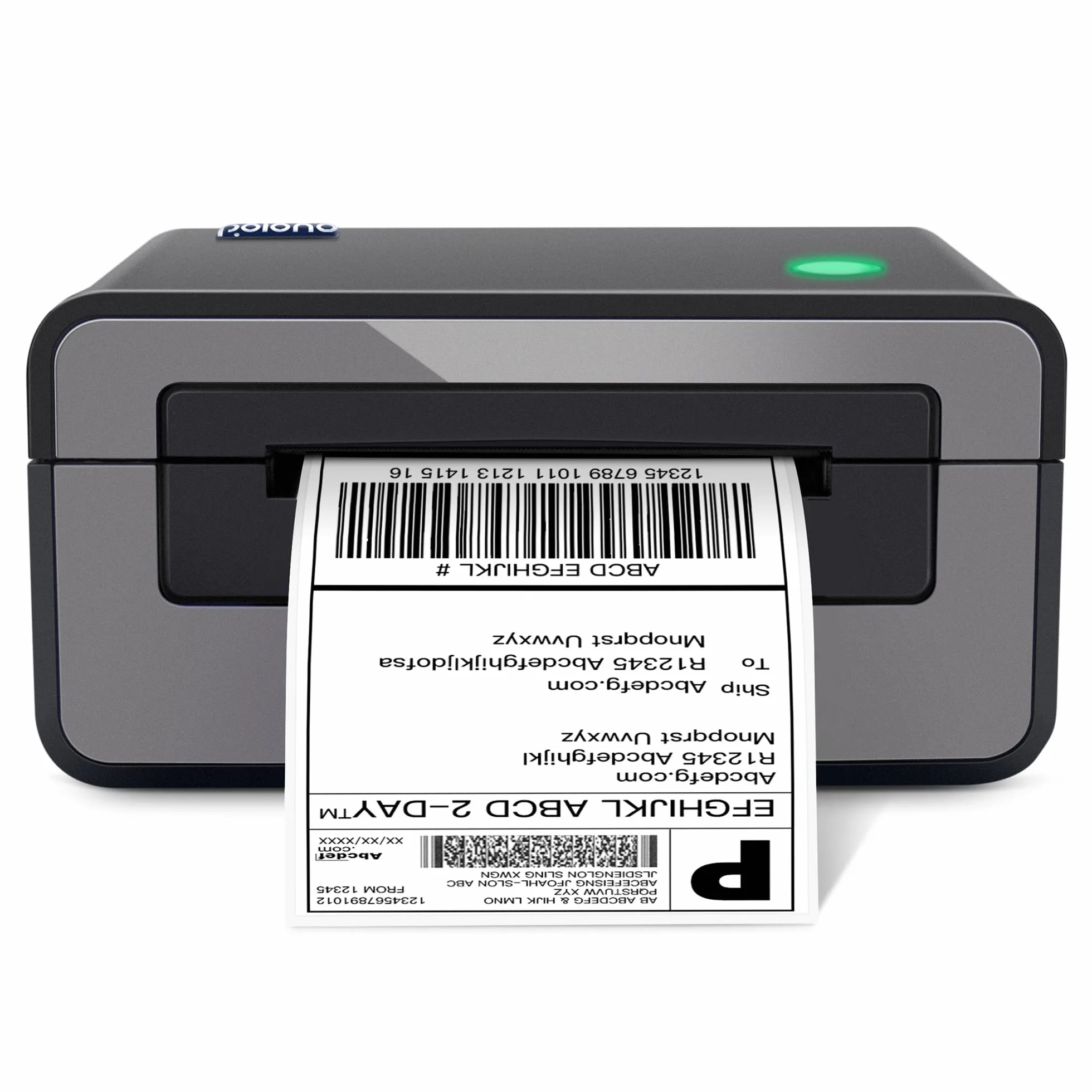 POLONO Etikettendrucker, DHL Thermodrucker Labeldrucker, Label Printer Thermodrucker Desktop Etikettendruck für Amazon, Ebay, Etsy & Shopify, DHL ups USB Mac/PC Count, Grau
