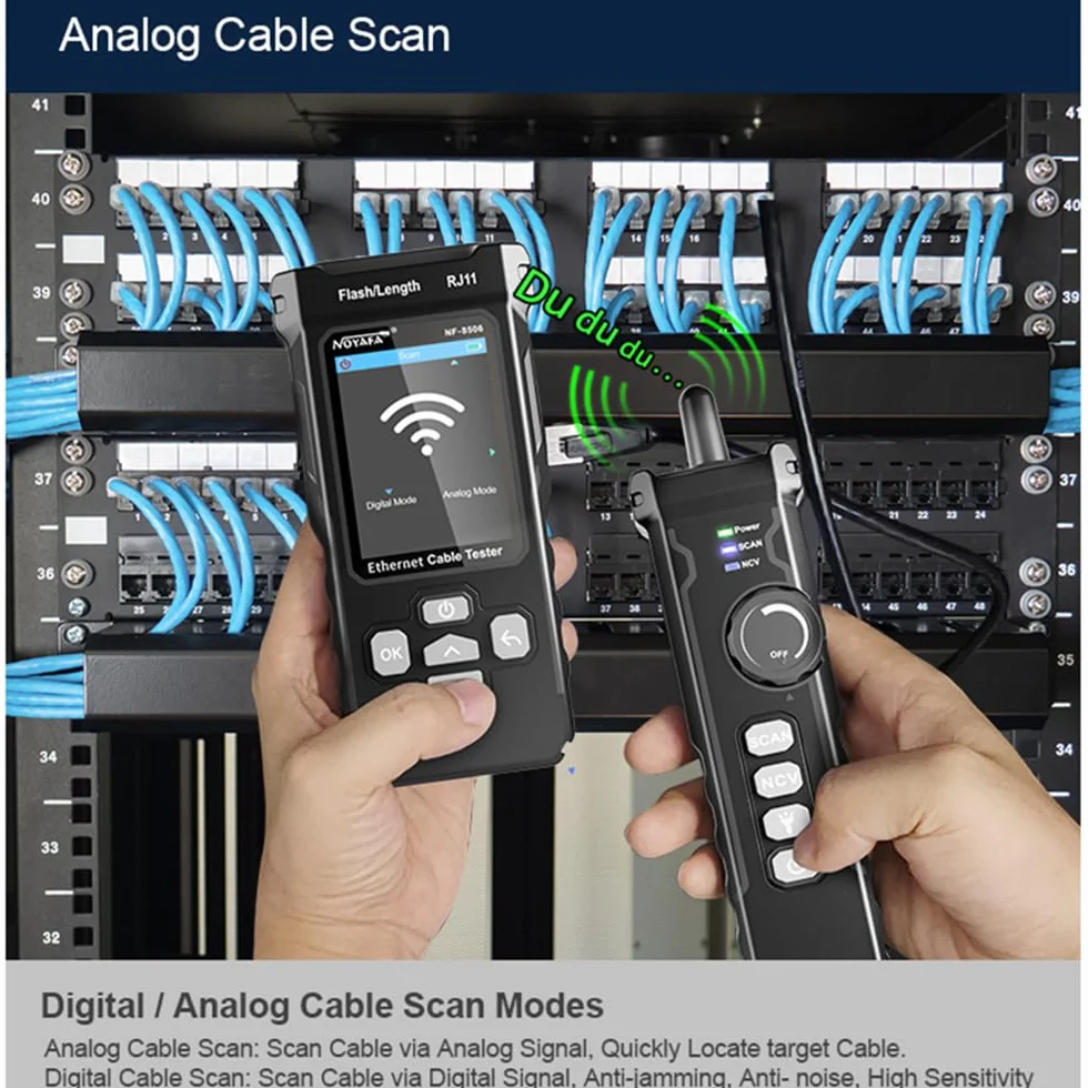 NF-8506 Netzwerk-Kabeltester mit IP-Scanner, TDR, PoE, Ping-Test und Netzwerkgeschwindigkeitstest - Ethernet-Kabeltoner für RJ11/RJ45/CAT5/CAT6 LAN, Telefonkabel-Finder und Port-Flash-Tool (NF-8506)