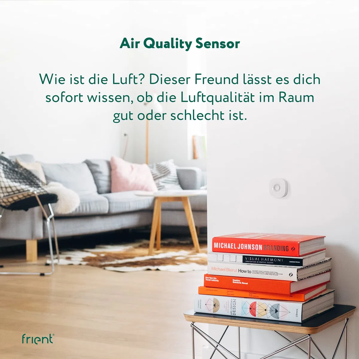 frient Air Quality Sensor | Luftqualitätsmesser | Funk VOC-, Feuchtigkeits-, und Temperaturmesser | batteriebetrieben | Zigbee | funktioniert mit Homey, Home Assistant und SmartThings