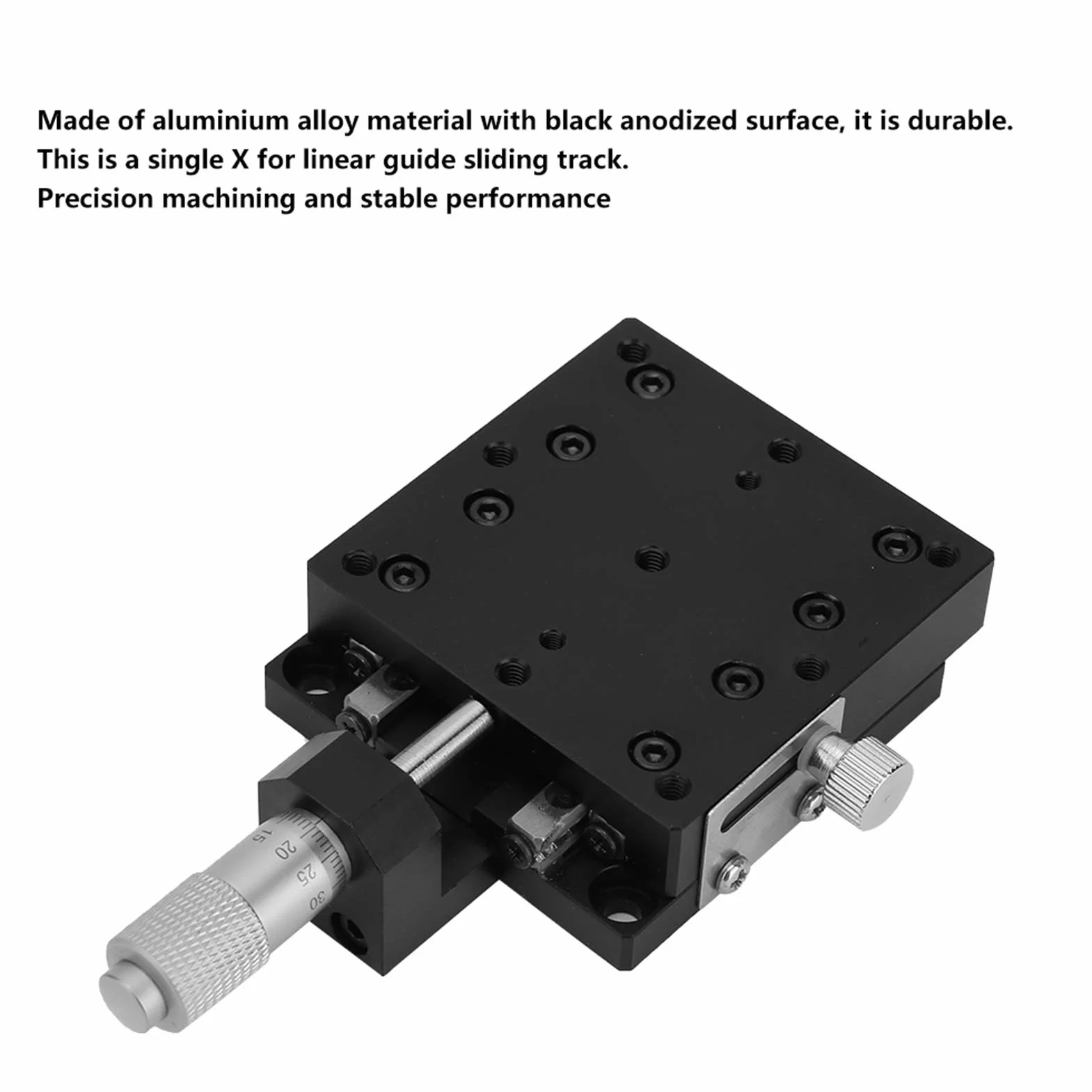 SEMX60-AC Präzisions-Lineartisch, 60x60mm Mikrometerschiebetisch aus Aluminiumlegierung, Schwarz Eloxiert, Kreuzrollen-Führung, für Präzisionspositionierung und Testgeräte