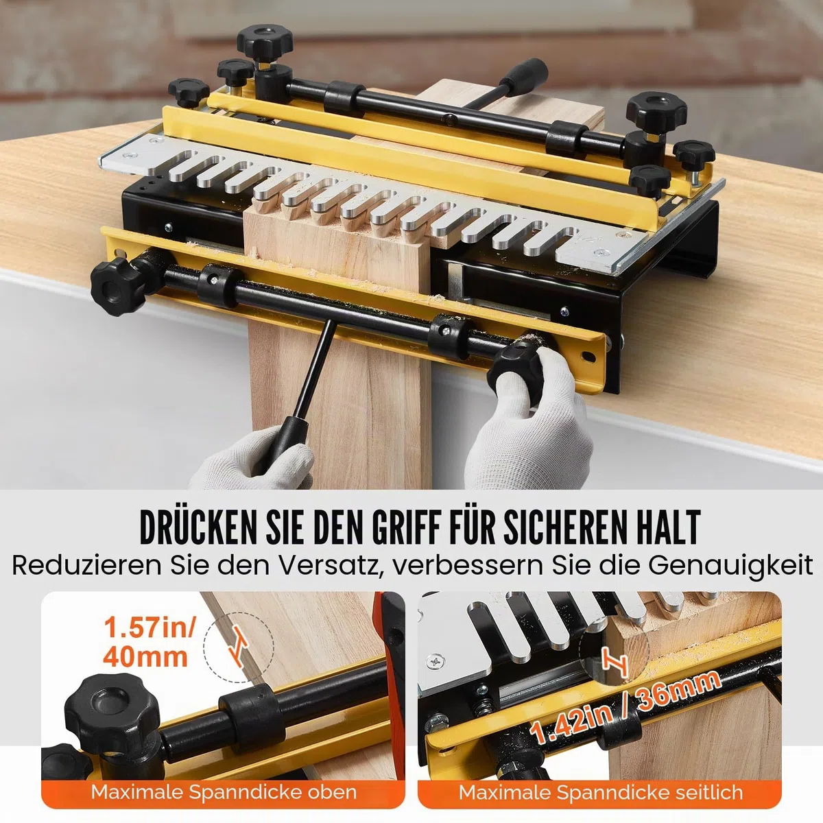 VEVOR Zinkenfräsmaschine 31 cm Breit, Zinkenfrässchablone mit Fräser & 12,7-mm-Schablone, Präzise Ausrichtung, Zapfen- & Zapfenschneidvorrichtung, Werkzeug für Möbel- & Schrankherstellung | Einfache Bedienung, robust und langlebig