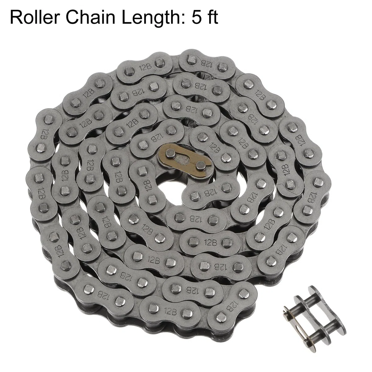 sourcing map 12B Metrisch Standard Rollenkette 5Ft Karbonstahl Ketten 3/4" Industrial Rollenkette Antrieb Kette für Motorrad Fahrrad Industrielle Maschinen -80 Verbindungen
