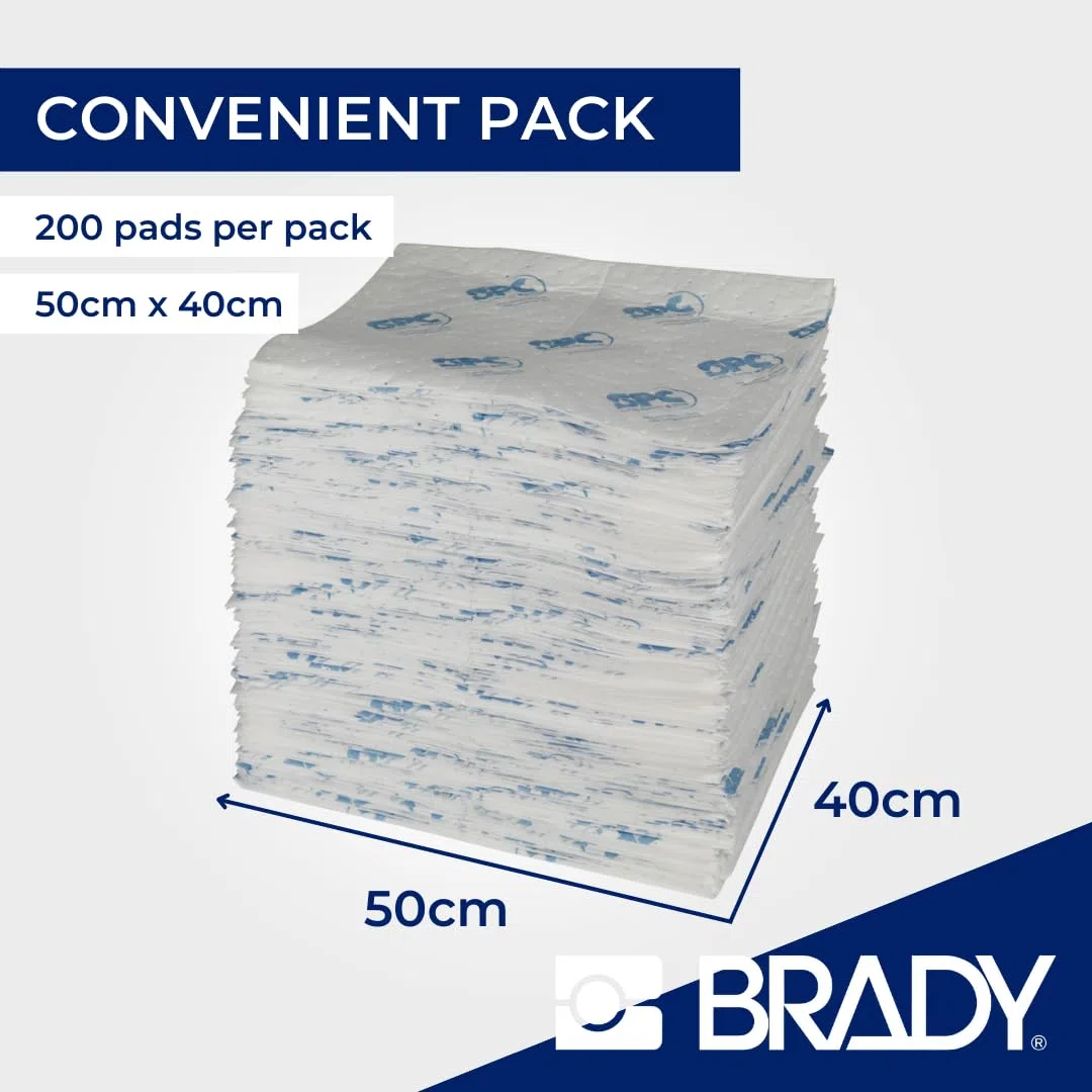 Brady Sxt Oil Absorbent Sheet 400mm x 500mm Weiß 200 Stück