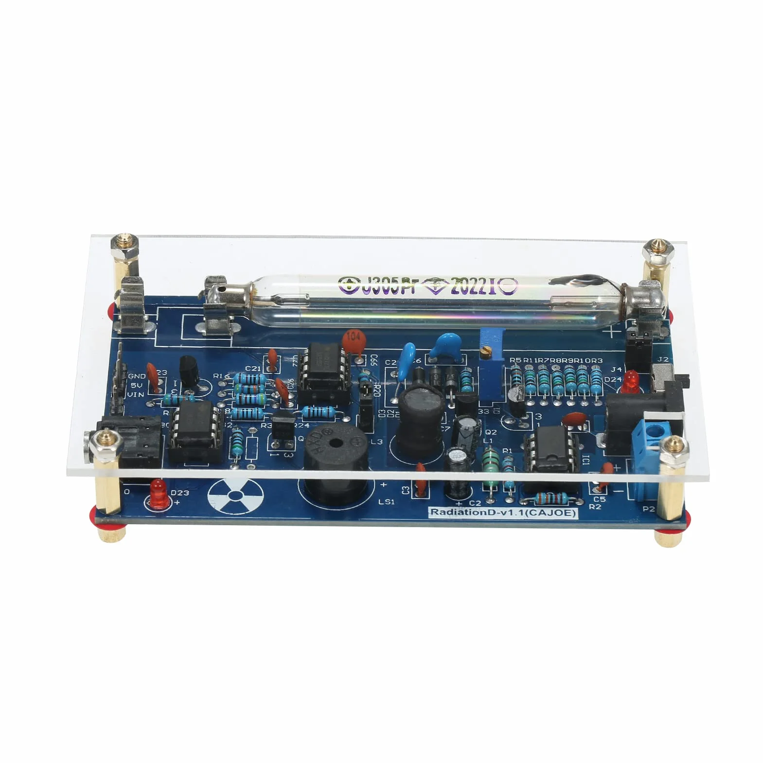 Shkalacar DIY Miller Tube Zusammengebautes Strahlungsdetektorsystem, Tube Nuclear Radiation Detector Geiger Counter Kit Module Experimental Module