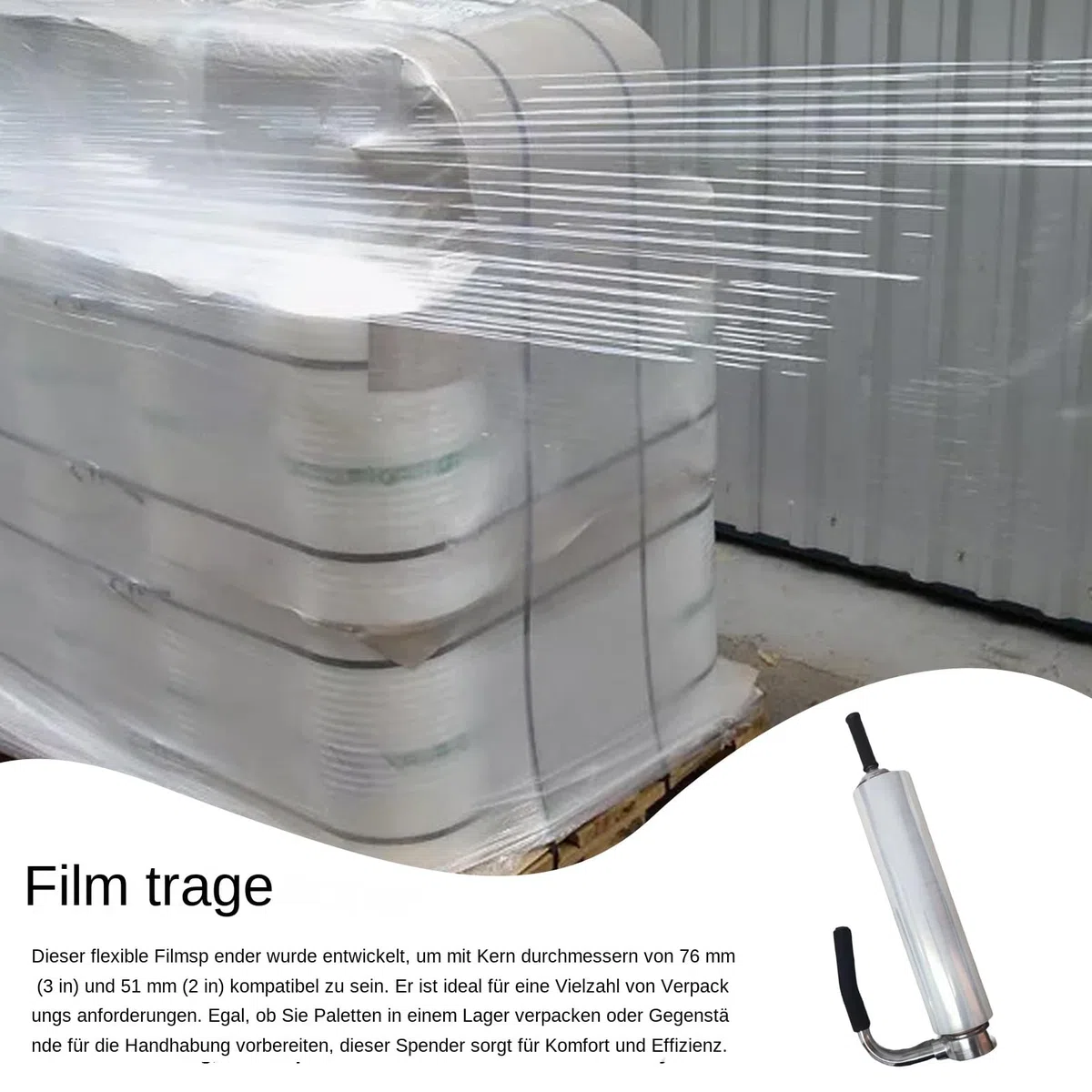 Industrial Stretch Film Dispenser - Hochleistungs -Schrumpf -Wrap -Halter mit einstellbarer Spannung und verlängertem Griff | Perfekt zum Verpacken von Vorräten, Umzugsboxen, Wickelfilm, Versand von W