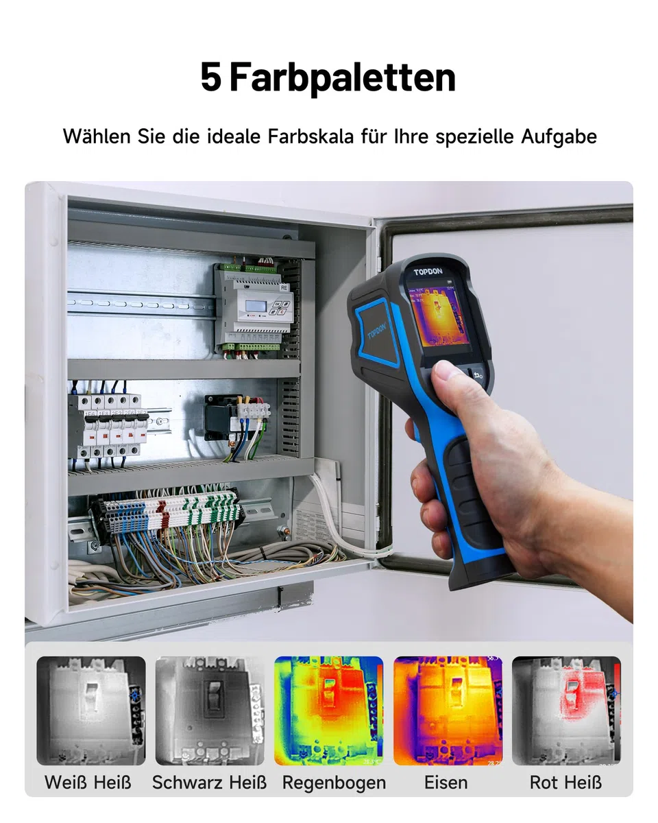 TOPDON TC004 Mini Wärmebildkamera, 240x240 IR-Auflösung Handheld Thermal Camera, 15-Stunden Akkulaufzeit, 25Hz Bildwiederholrate, -20℃ bis 450℃ Temperaturbereich, Hoch-/Tief-Temperaturalarm