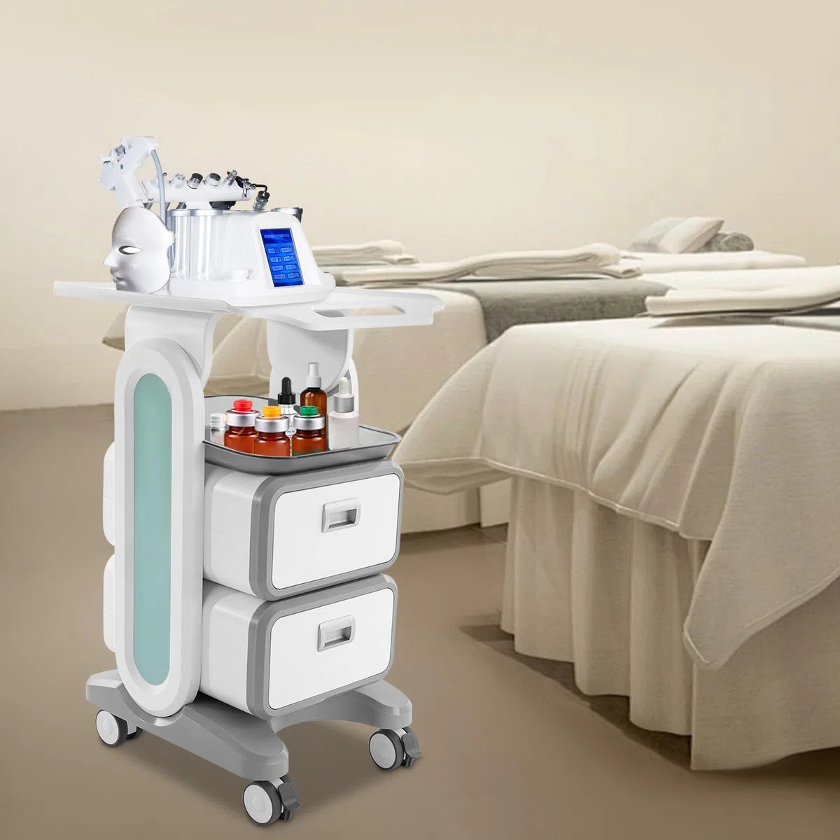 Medizinischer Wagen mit Schubladen, Kosmetikwagen, Medizinisch mit 4 Universelle Geräuscharme Räder, Medizinisch-dentaler Laborwagen, Gerätewagen mit Ablagefach