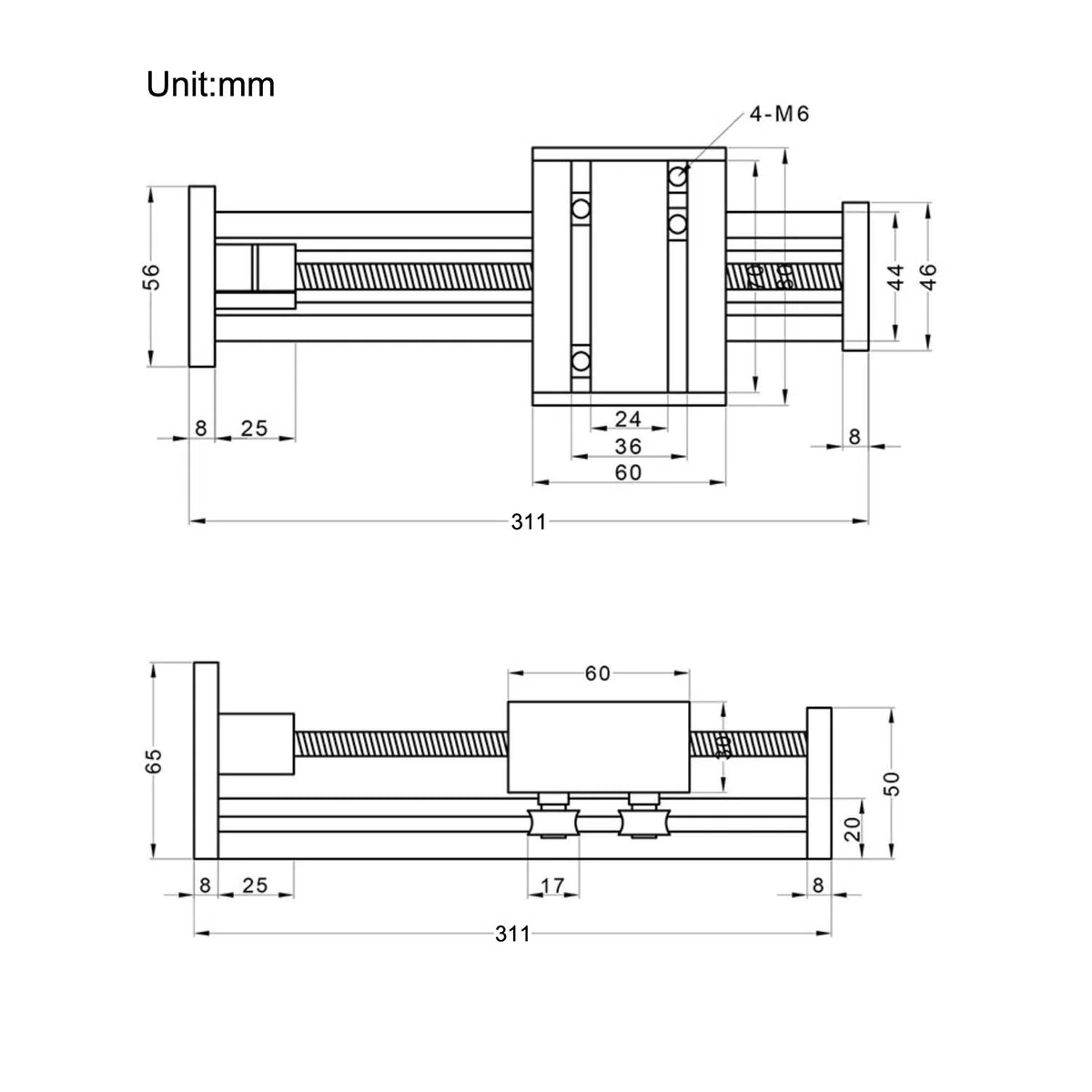 200mm effektive Länge Linear Schienenführung Kugelumlaufspindel SFU1605 mit NEMA17 Schrittmotor für DIY CNC Router Teile X Y Z Linear Stage Aktuator(Größe:200mm-NEMA17)