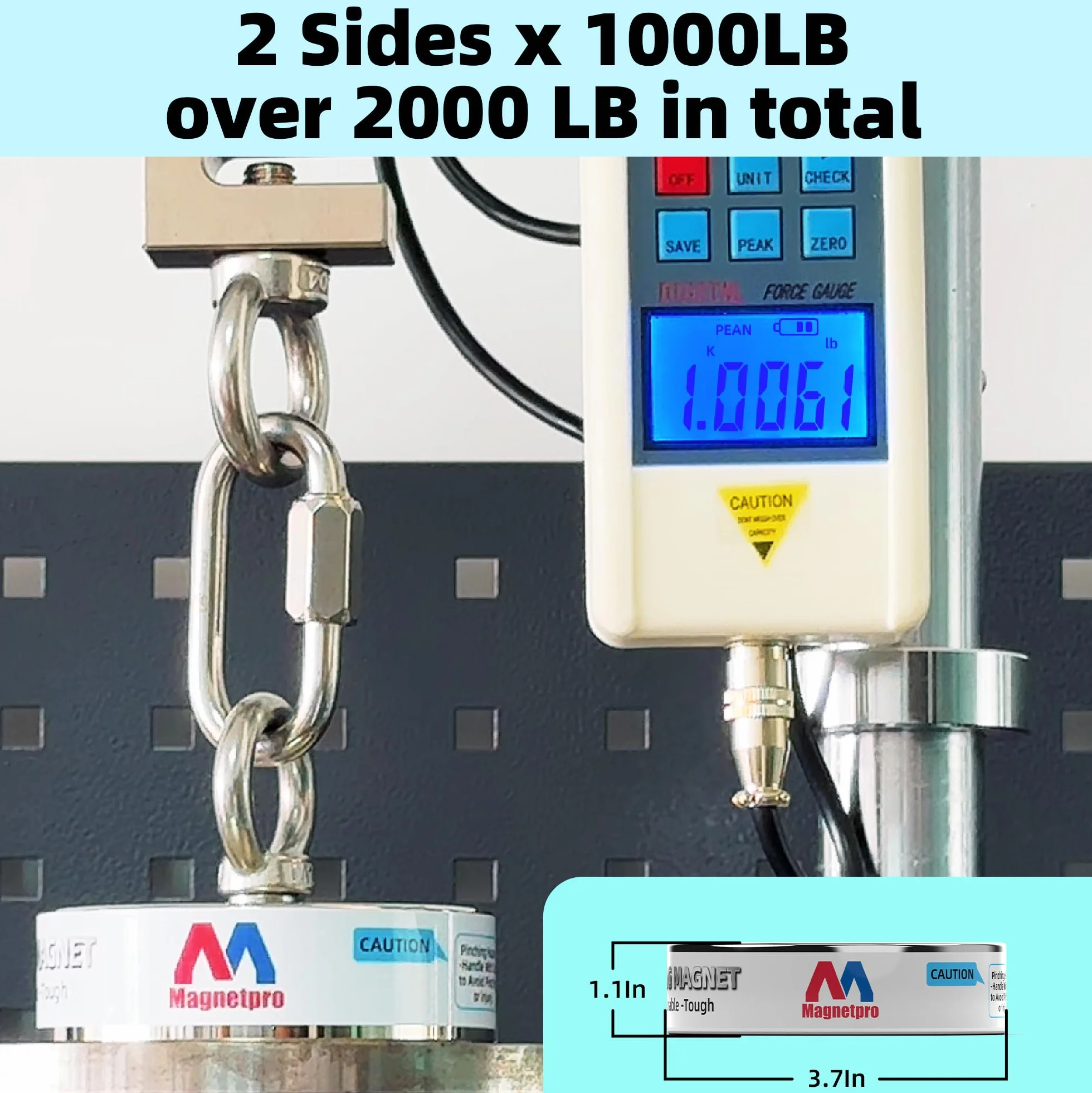 Magnetpro 900 KG Komplettes Abrufmagnet-Set, Doppelseitiges Angelmagnet Enthält einen starken Neodym-Magneten, langlebiges 20-Meter-Seil, Karabiner, Handschuhe, Enterhaken und eine Tragetasche