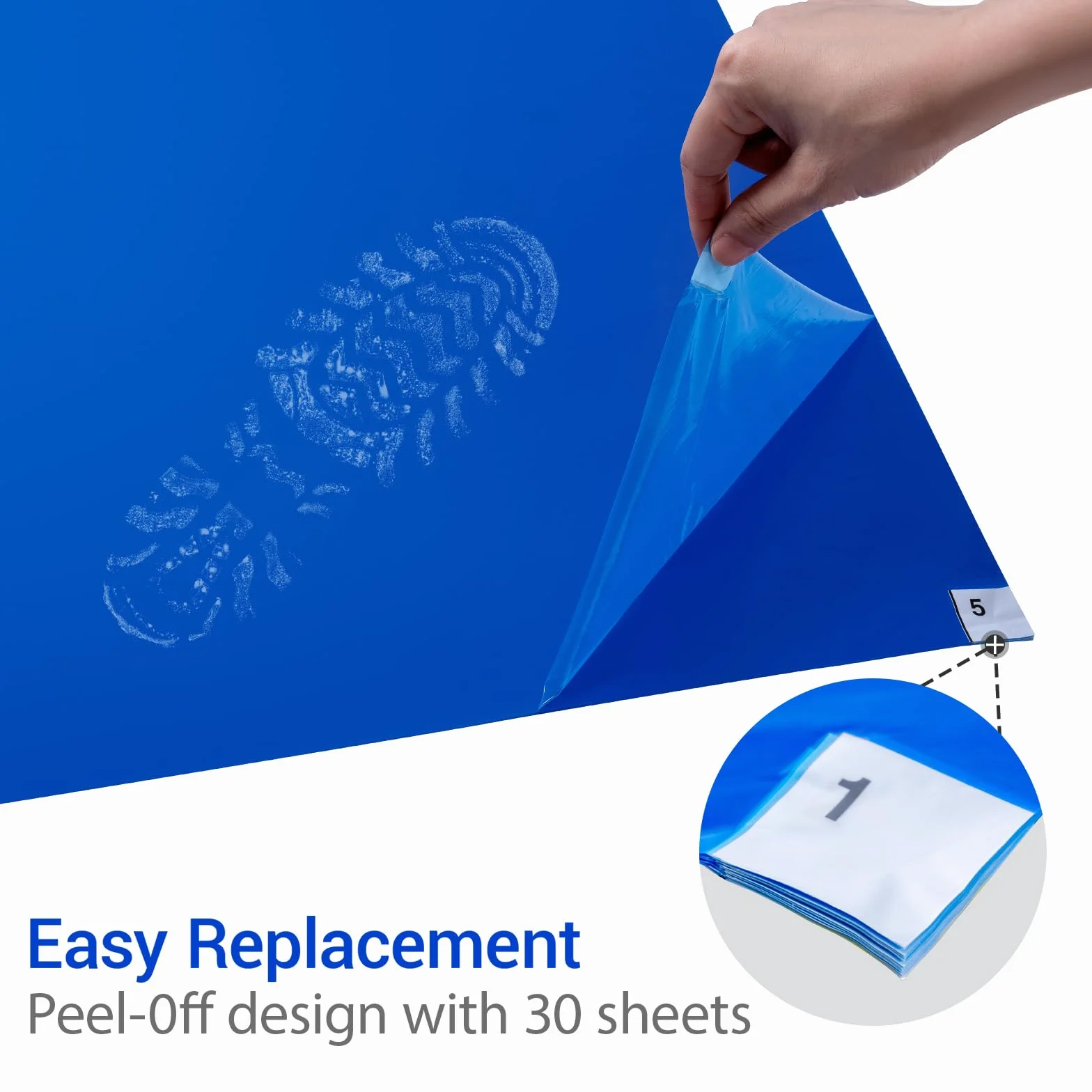 Blau Boden Klebrige Matten 120 Blatt (4 Blöcke à 30 Blatt), 60 x 90 cm Reinraum Klebematte Tearable Selbstklebende Staubfreie Klebematte Reinigungs für Das Home, Labor, Office, Krankenhaus, BAU