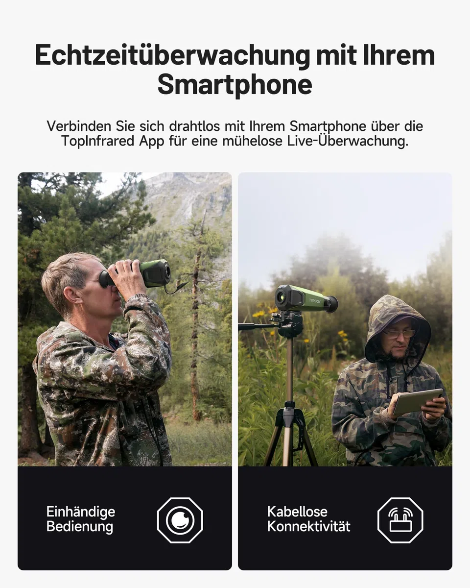 TOPDON TS004 wärmebildkamera Jagd, 320x240 TISR Wärmebild-Monokular 13mm, 50Hz, 11H Akkulaufzeit, 32GB Speicher, für Jagd, Nachtsicht-Outdoor-Erkundung, Wildbeobachtung
