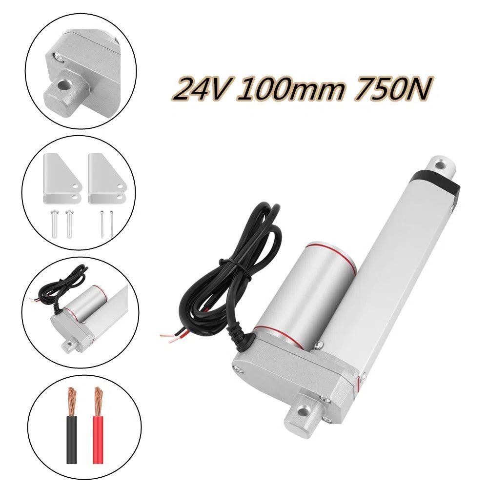 Linear Actuator 750N 24V 100mm Hochleistungs Linearmotor Elektromotor DIY mit 2 Halter und 4 Sicherungsstift