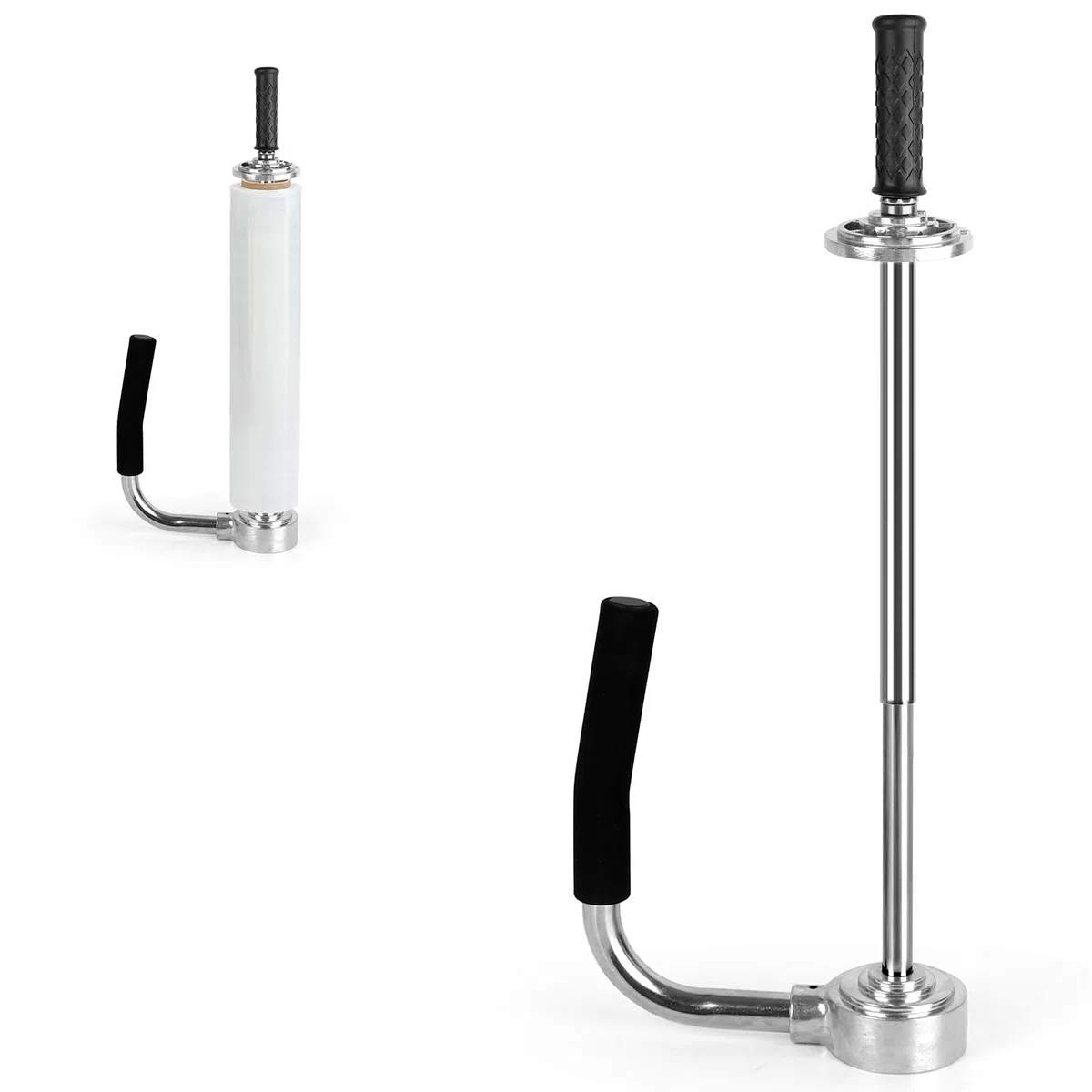 Stretchfolienspender, Metall Manueller Stretchfolienabroller, Einstellbare Höhe 30-50cm,Stretchfolienspender für 12" -20" Folienrollen für Verpackung Möbeln/Anderen Großen Gegenständen