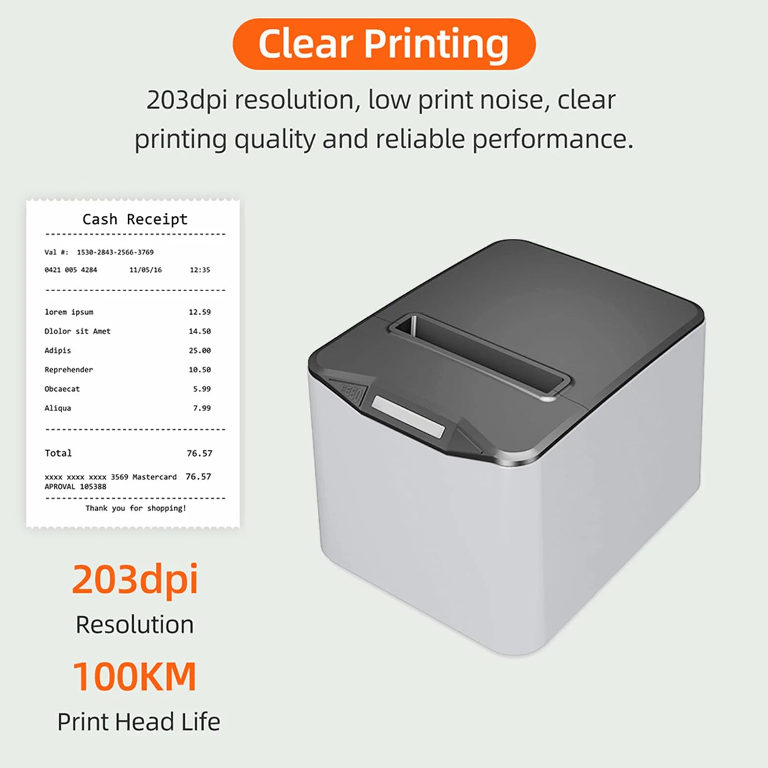 Bisofice Bondrukcer 80mm Thermodrucker Bondrucker Belegdrucker 220 mm/s Quittungsdrucker USB+LAN, Unterstützt die Steuerung der Kassenschublade, ESC/POS, Kompatibel mit Win/Linux/MAC
