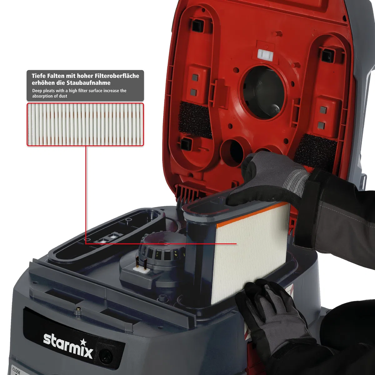 Starmix iPulse H-1235 Asbest Safe Plus Industriestaubsauger, 280mbar, 35 l, HEPA H14, automatische Filterabreinigung