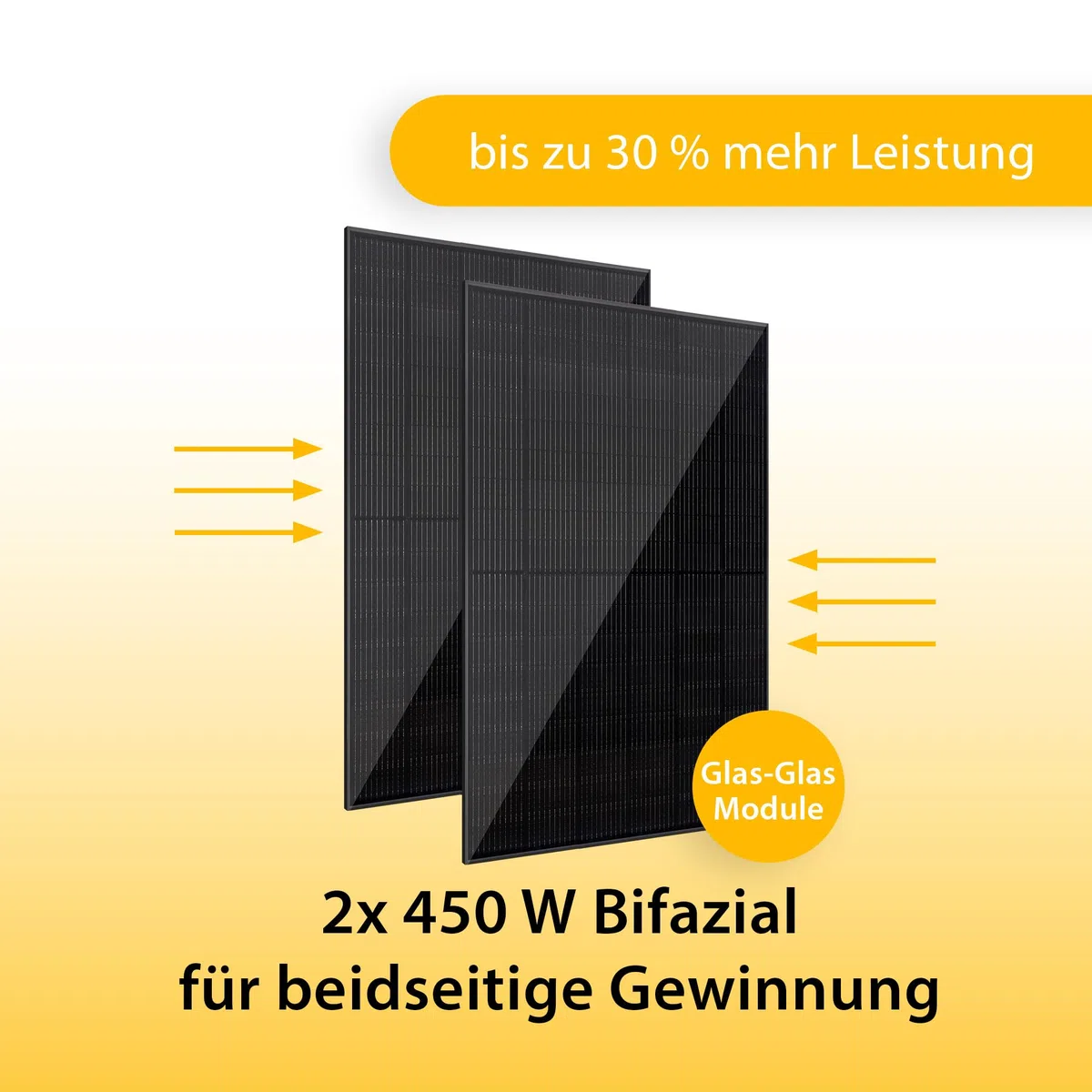VALE Balkonkraftwerk Bifazial 900 Wp Full Black - Growatt Neo 800M-X Wechselrichter - Solarpanel Set - 5m AC-Kabel - inkl. App-Steuerung