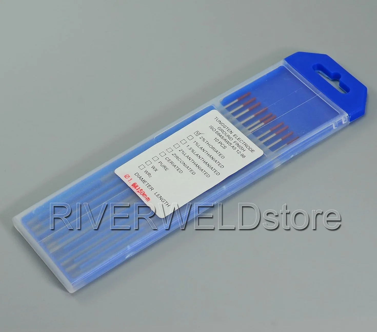 RIVERWELD TIG-Schweißung Wolframelektrode mit 2% Thoriumdotierung WT20 Rot Spitzen 1,6x150mm 10er Packung