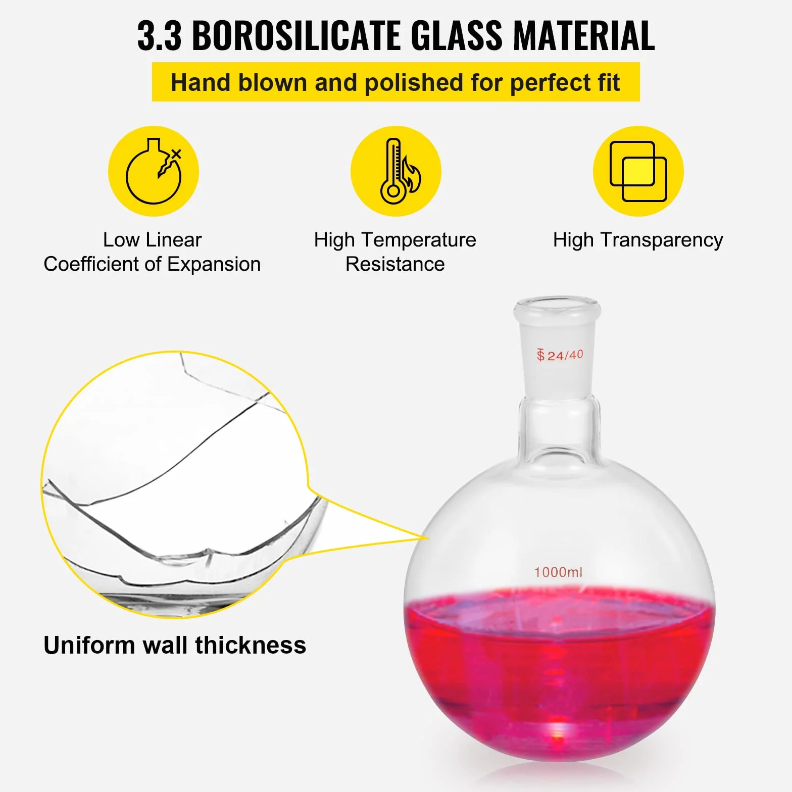 Chrisun Labor-Gläserwaren-Set, 32-teilig, Ausrüstung für Destillation, Labor, Chemie, Borosilikatglas, 3,3 Bio, Glaswaren, Labormaterial, Laborglas