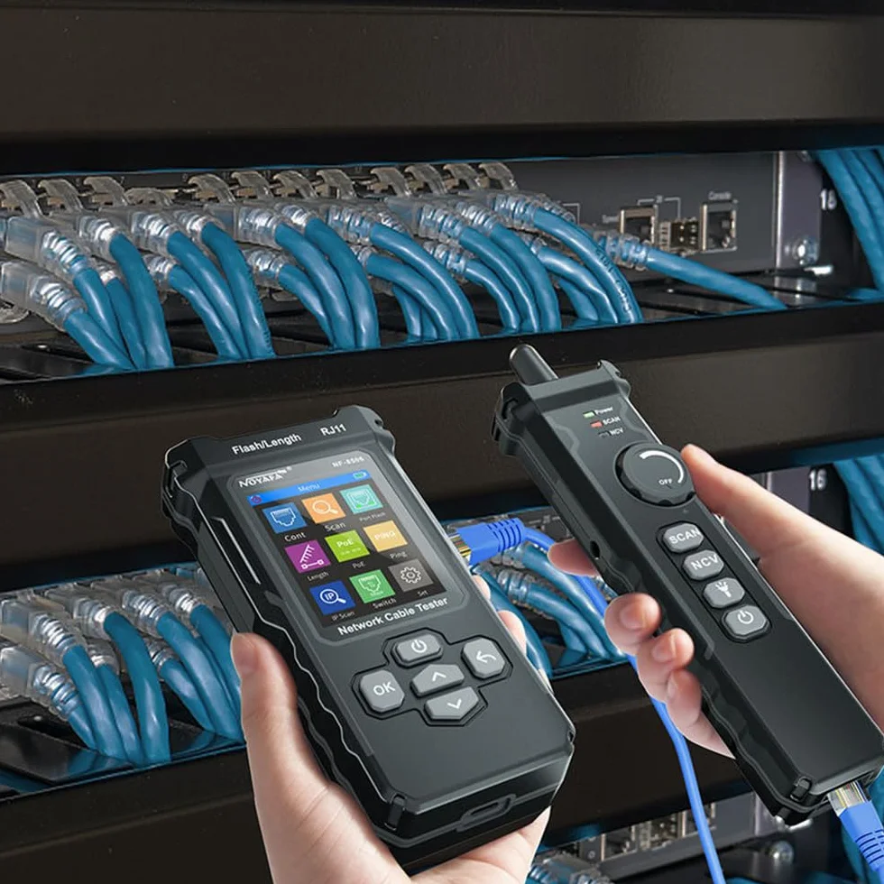 NF-8506 Netzwerk-Kabeltester mit IP-Scanner, TDR, PoE, Ping-Test und Netzwerkgeschwindigkeitstest - Ethernet-Kabeltoner für RJ11/RJ45/CAT5/CAT6 LAN, Telefonkabel-Finder und Port-Flash-Tool (NF-8506)