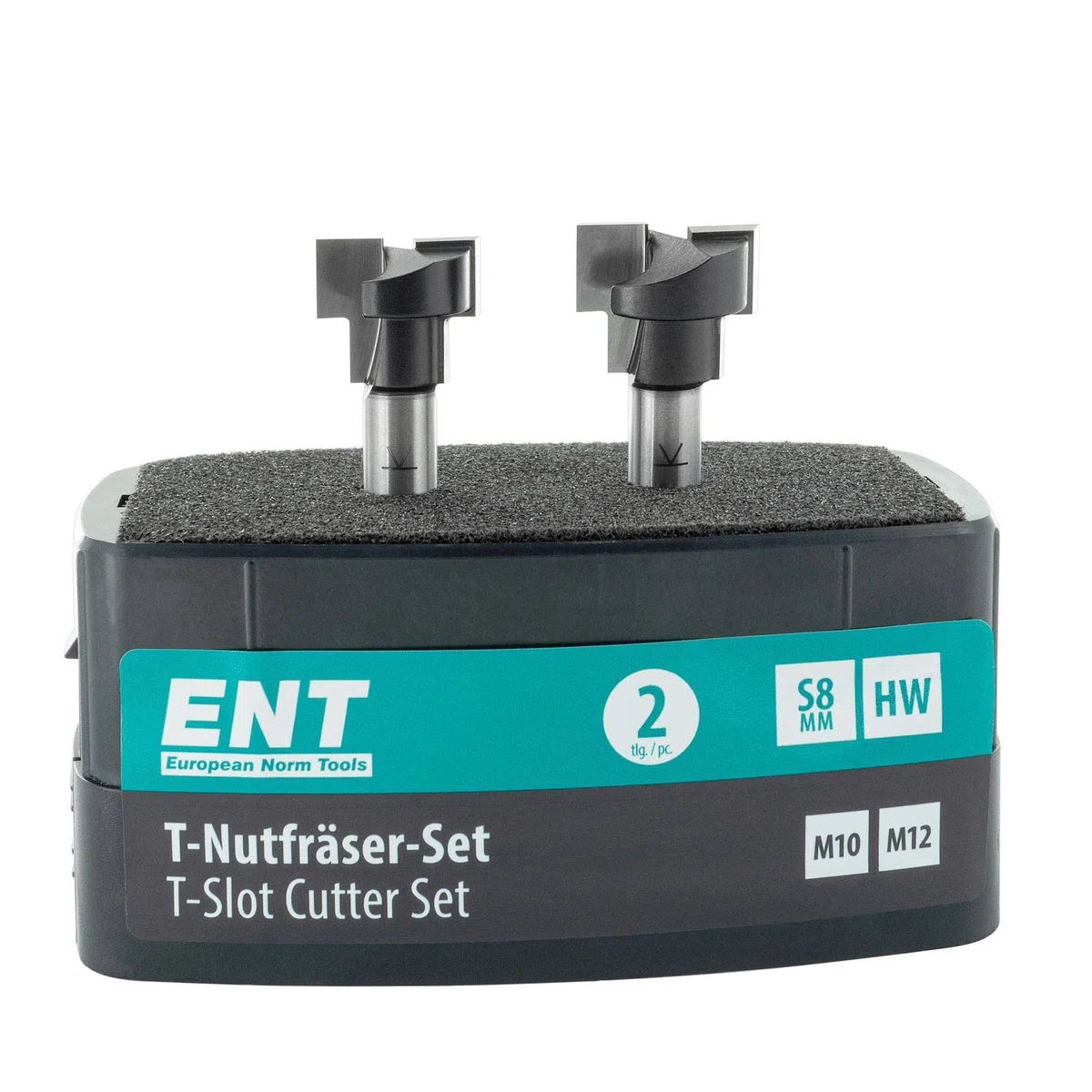 ENT 09047 2-tlg. HW T-Nutfräser-Set optimiert für M10 M12 Sechskantschrauben, HW, Schaft (S) 8 mm