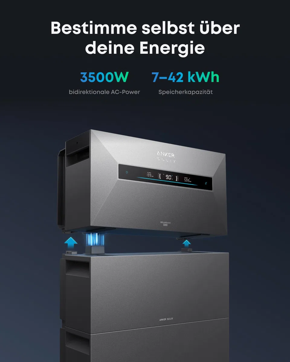 Anker SOLIX Solarbank Max AC, Balkonkraftwerk mit Speicher 7Kwh 3500W, All-in-One Plug&Play Heimspeicher, 10000 Zyklen, 5 Min Installation, Solaranlage mit Wechselrichter