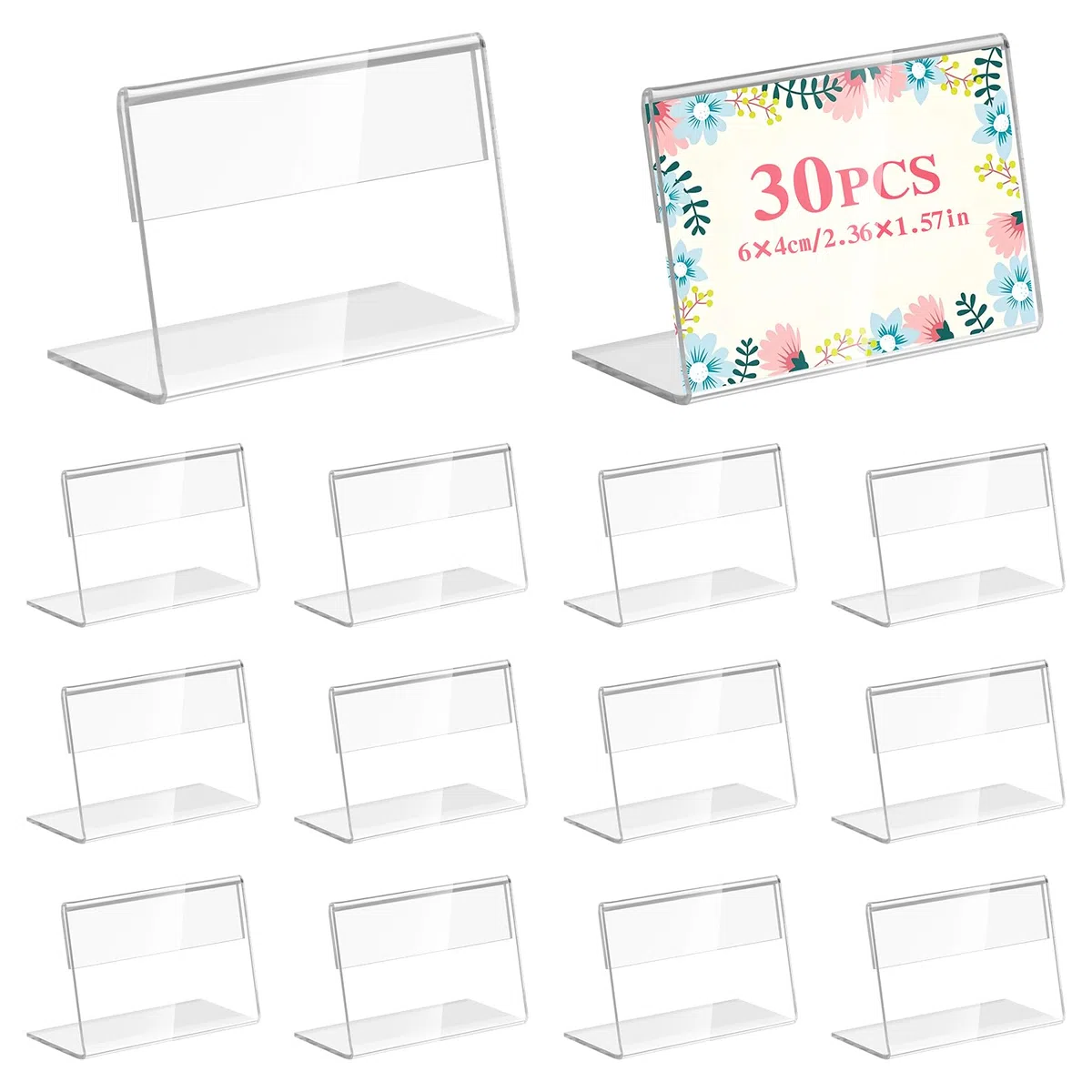 Mini Acryl Etikettenhalter Preisschilder Aufsteller Transparenter Preisschildhalter 30 Stück (6 x 4 cm)