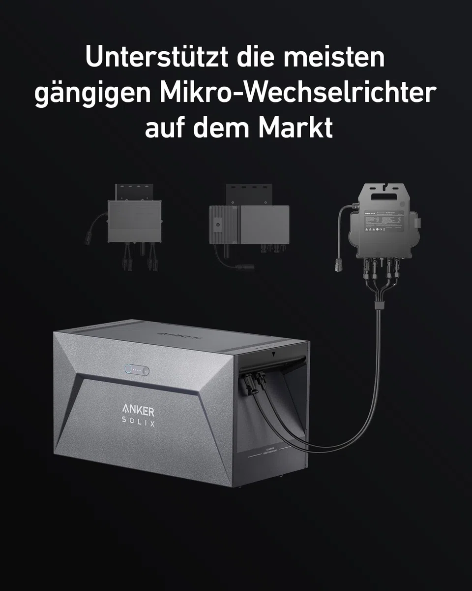 Anker SOLIX Solarbank E1600, 800W Balkonkraftwerk mit Speicher, 1,6kWh Akkukapazität, IP65, 6000 Ladezyklen, LFP Akku, Kompatibel mit 99% Aller Balkonkraftwerke, Installation in 5 Min. Plug&Play