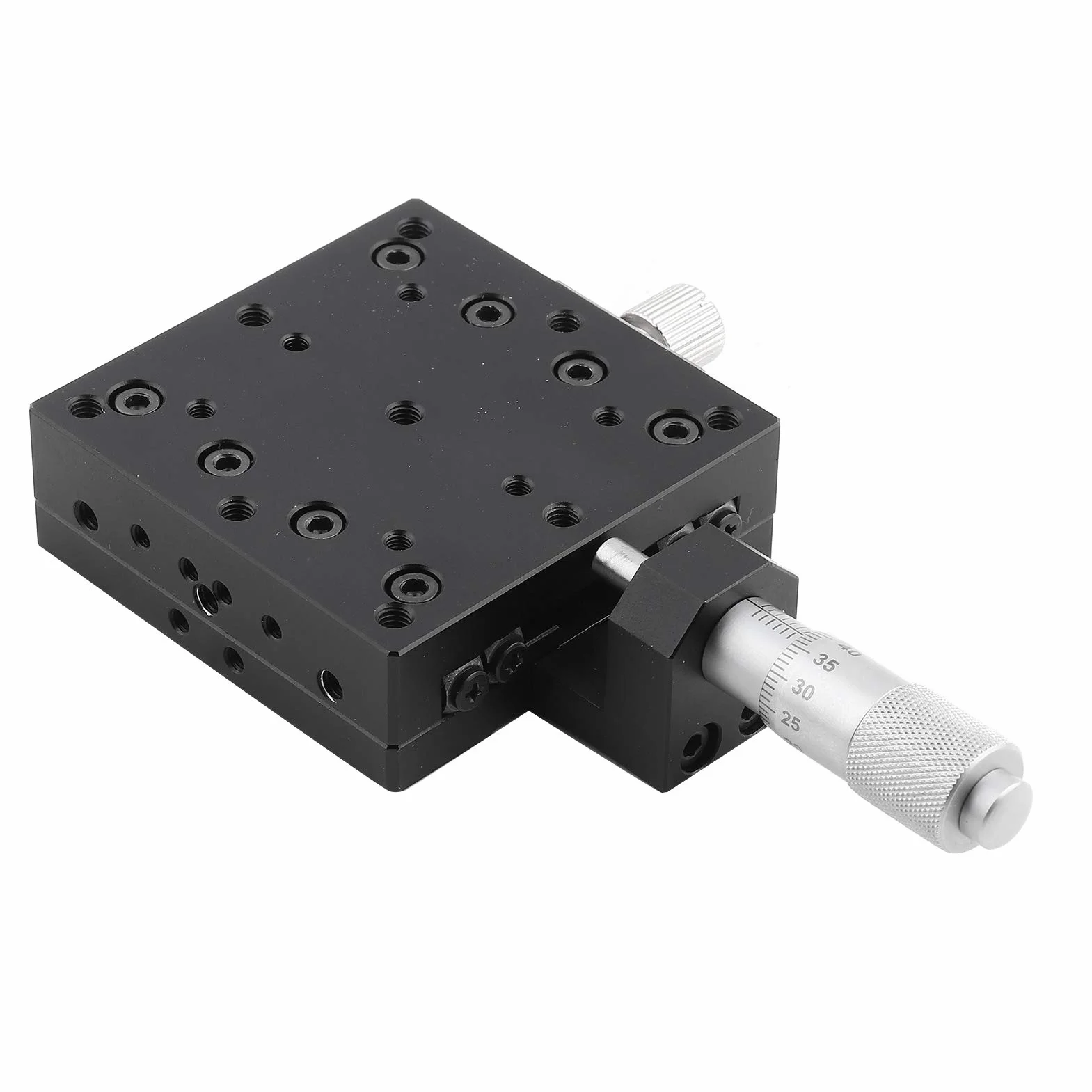 SEMX60-AC Präzisions-Lineartisch, 60x60mm Mikrometerschiebetisch aus Aluminiumlegierung, Schwarz Eloxiert, Kreuzrollen-Führung, für Präzisionspositionierung und Testgeräte