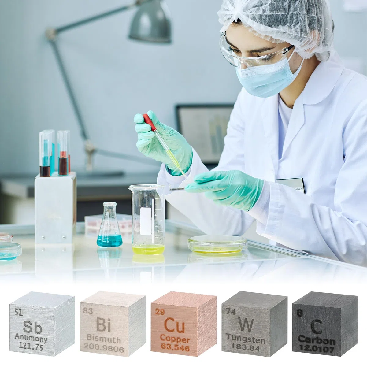 QUARKZMAN 2 Stück Kupferwürfel 0.39 Zoll Hochdichte Metall Elementwürfel Metall Dichtewürfel Für Chemische Elementsammlung Wissenschaftliche Bildung Experiment Anwendung Kupfer