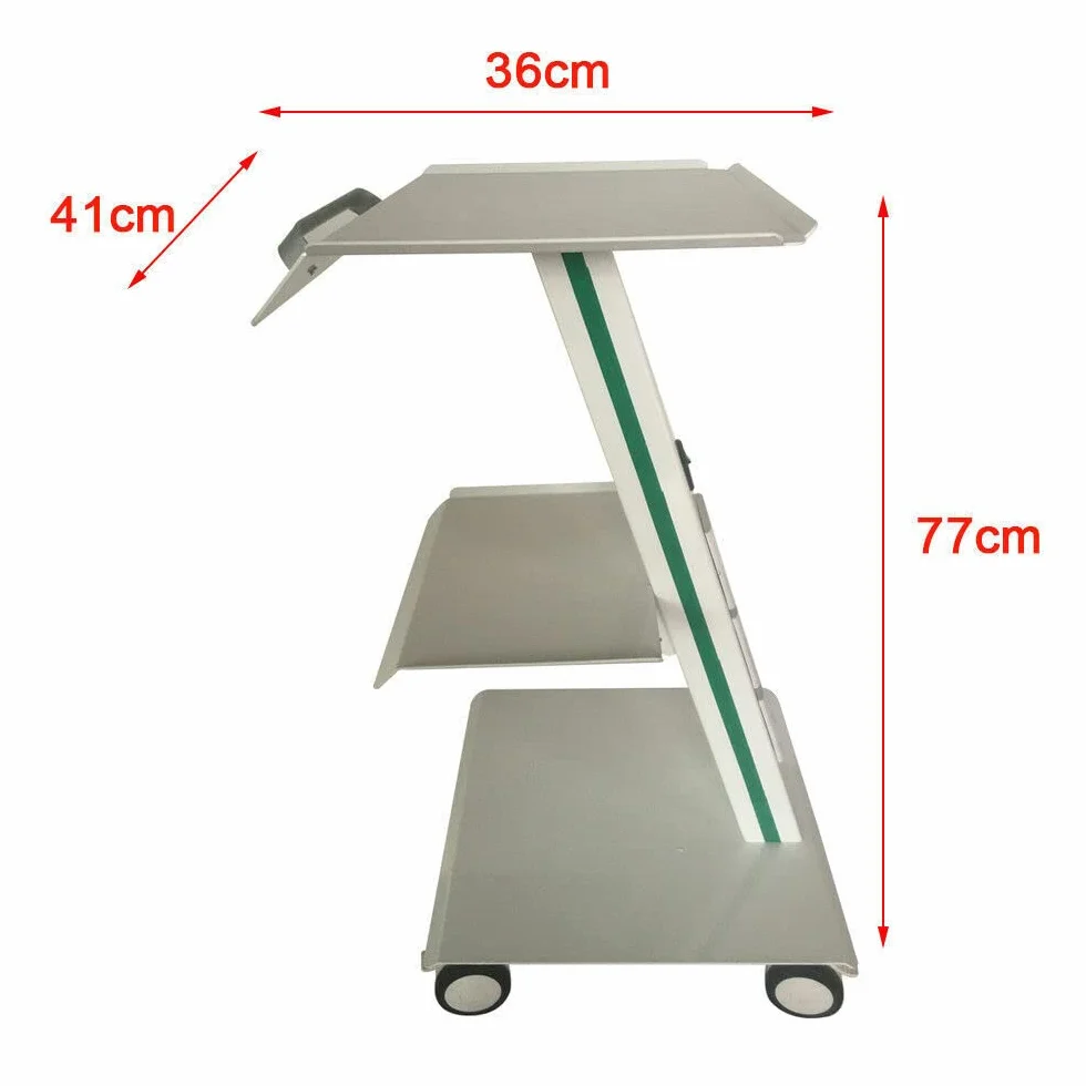 3 Ebene Tragbar Rollwagen Zahntechnik Schönheits Gerätewagen Dental Trolley Cart Medical Dental Lab Cart Transportwagen Rollwagen Medizinisch, Universalräder, 2 Fußbremsen