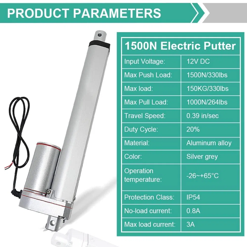 DCHOUSE Linearantrieb 1500N 450mm Hub DC 12V Motor für Türöffner Automatisierung