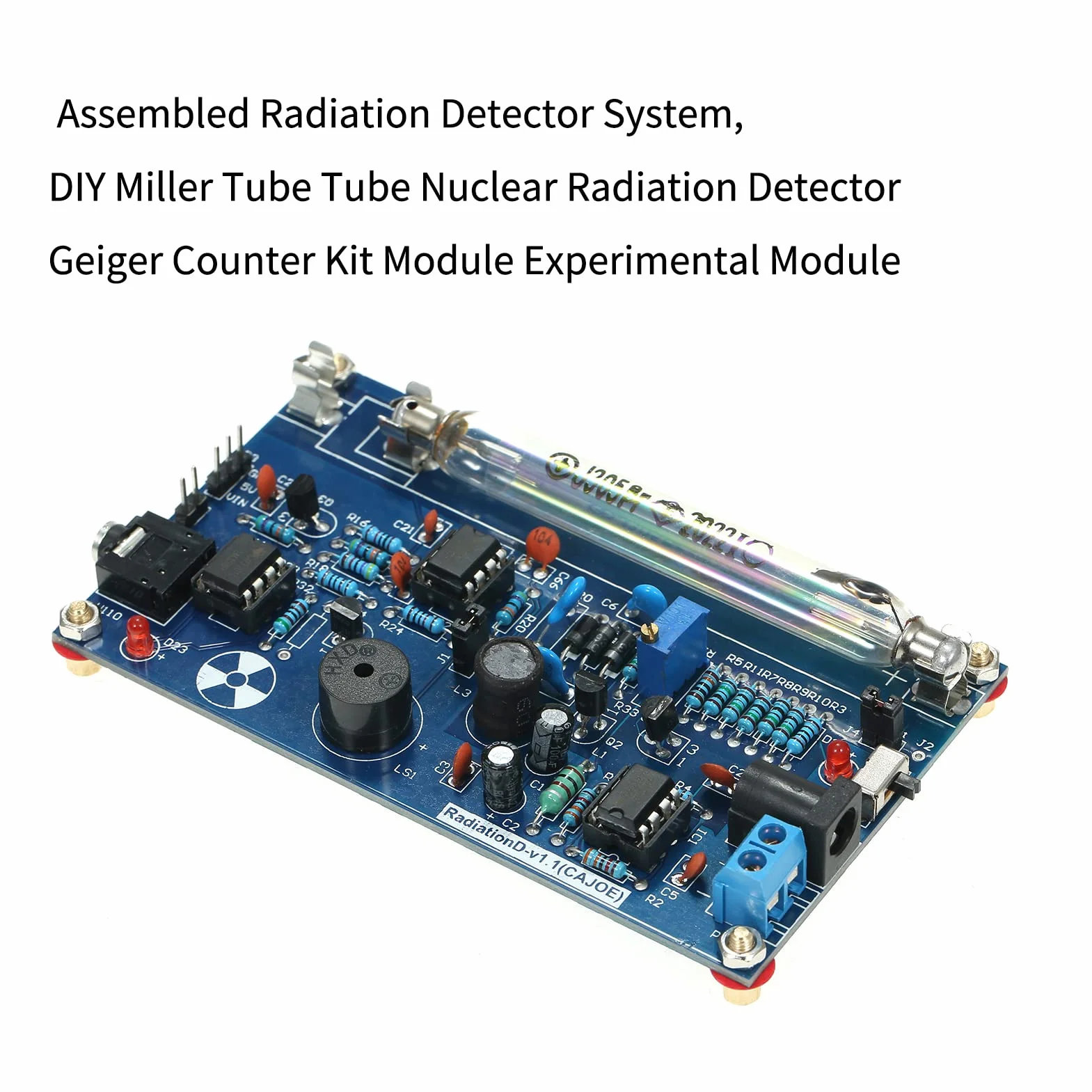 Shkalacar DIY Miller Tube Zusammengebautes Strahlungsdetektorsystem, Tube Nuclear Radiation Detector Geiger Counter Kit Module Experimental Module