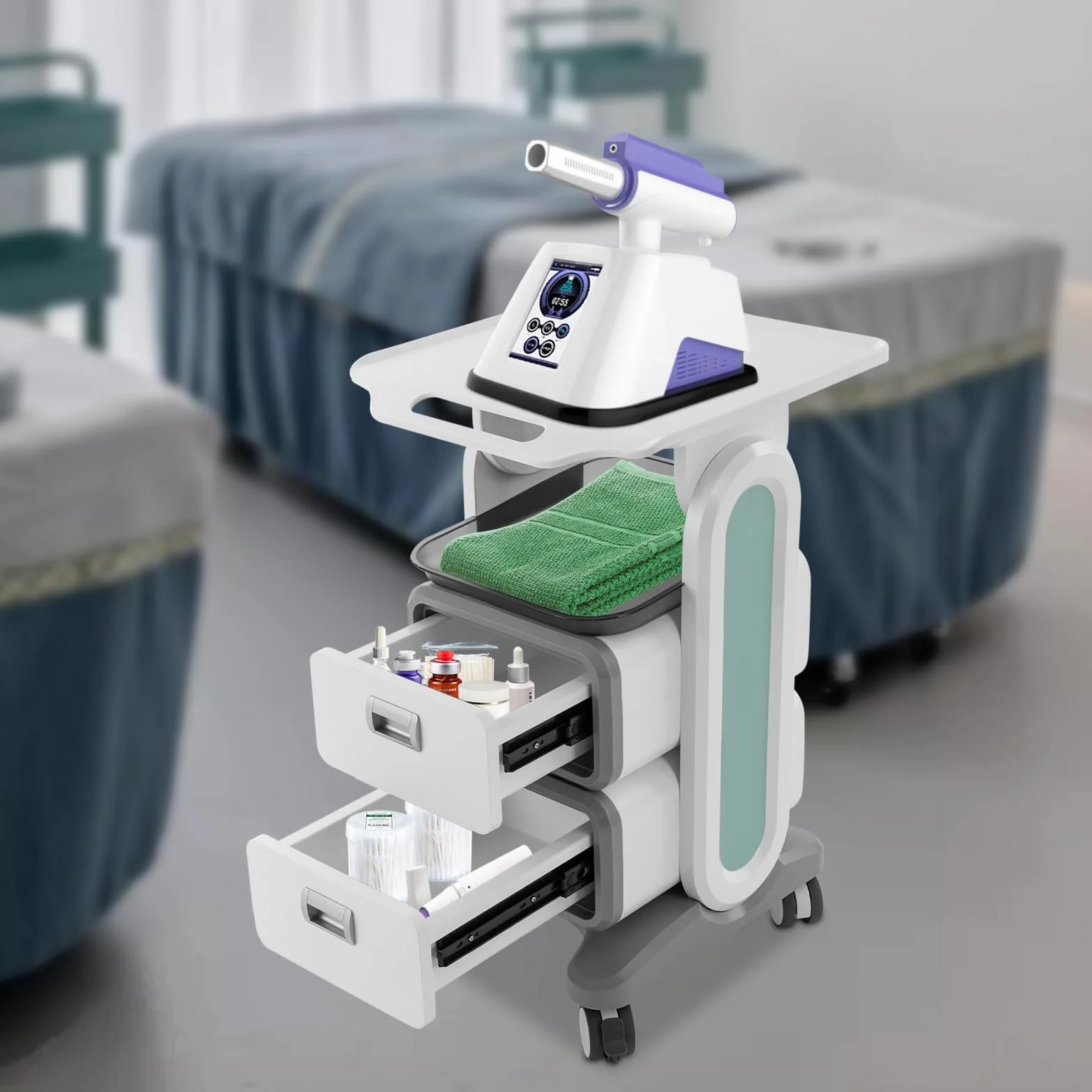 Medizinischer Wagen mit Schubladen, Kosmetikwagen, Medizinisch mit 4 Universelle Geräuscharme Räder, Medizinisch-dentaler Laborwagen, Gerätewagen mit Ablagefach