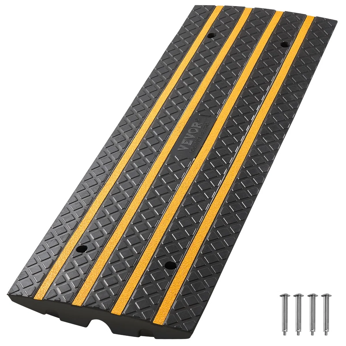 VEVOR Gummi-Bordsteinrampe, 15 Tonnen Tragkraft, 66 mm Anstieg, Auffahrtsrampe mit gelben Reflektorstreifen, Schwellenrampe geeignet für Laderampe, Lager, Garage, Gehweg (1 Stück)